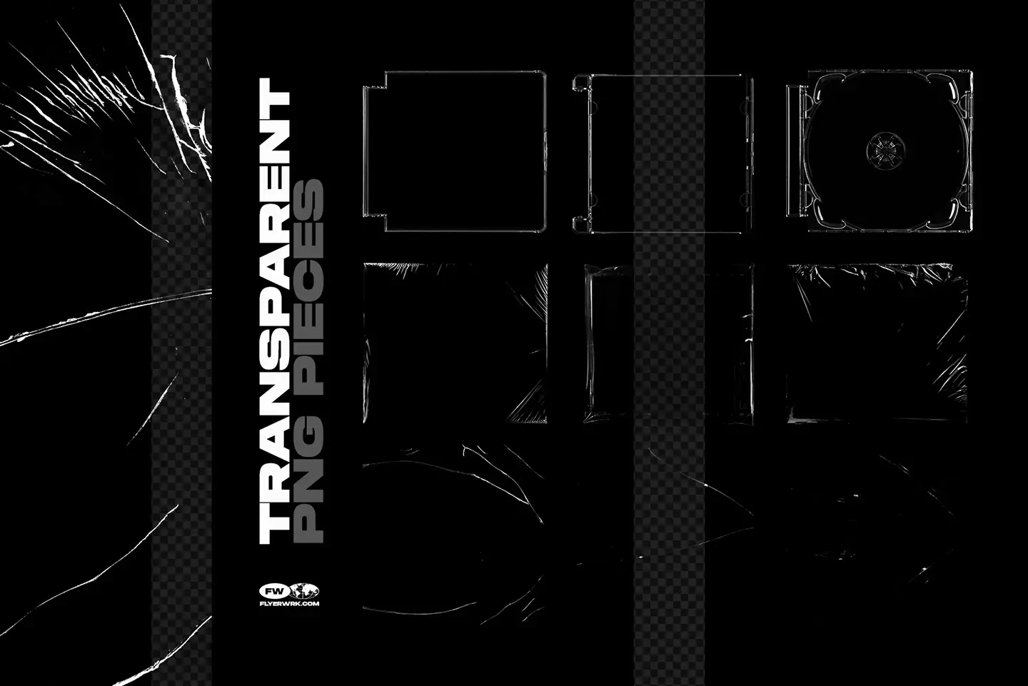 Modern CD jewel case mockup transparent case pieces and plastic overlays collection