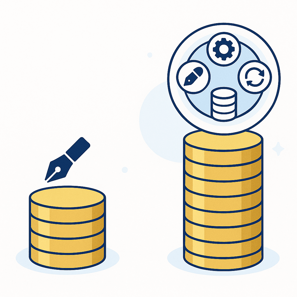 Visual price stacks showing Writesonic’s low-cost single feature versus Relixir’s higher-price multi-feature bundle