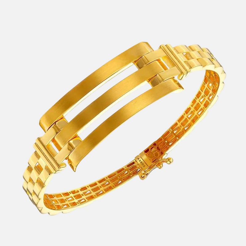 Assos Üç Renk Taşlı Altın Kaburga Kelepçe Bilezik Tasarımı