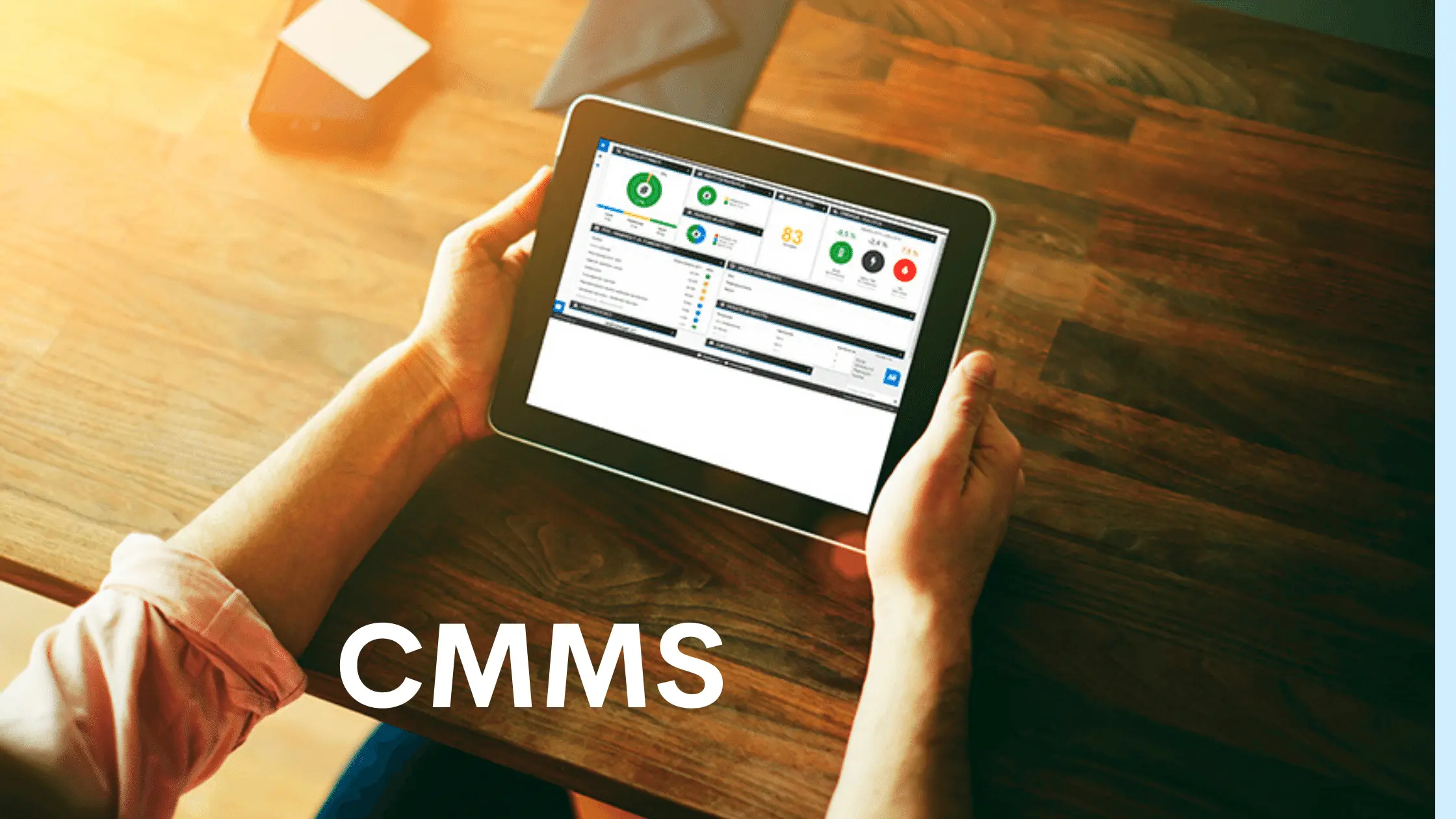 A person checking the Computerized Maintenance Management system through his iPad, image