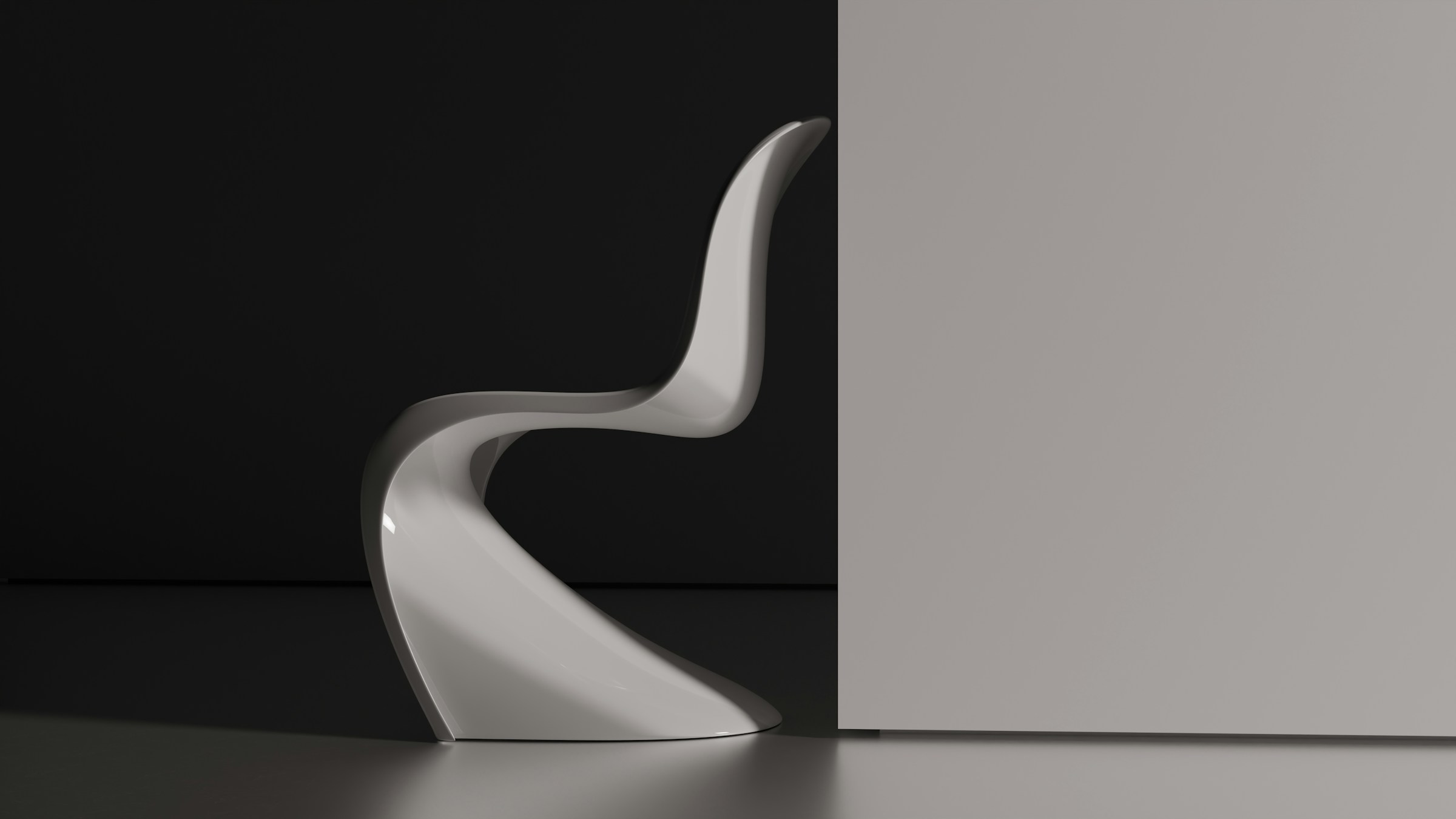 Fenster Furniture, A modern white chair stands against a wall