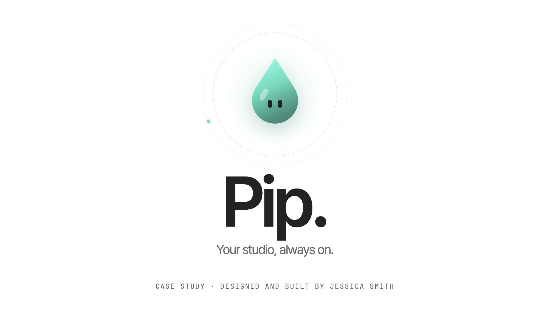 Pip: aqua mascot and AI assistant brand identity designed by Jessica Smith