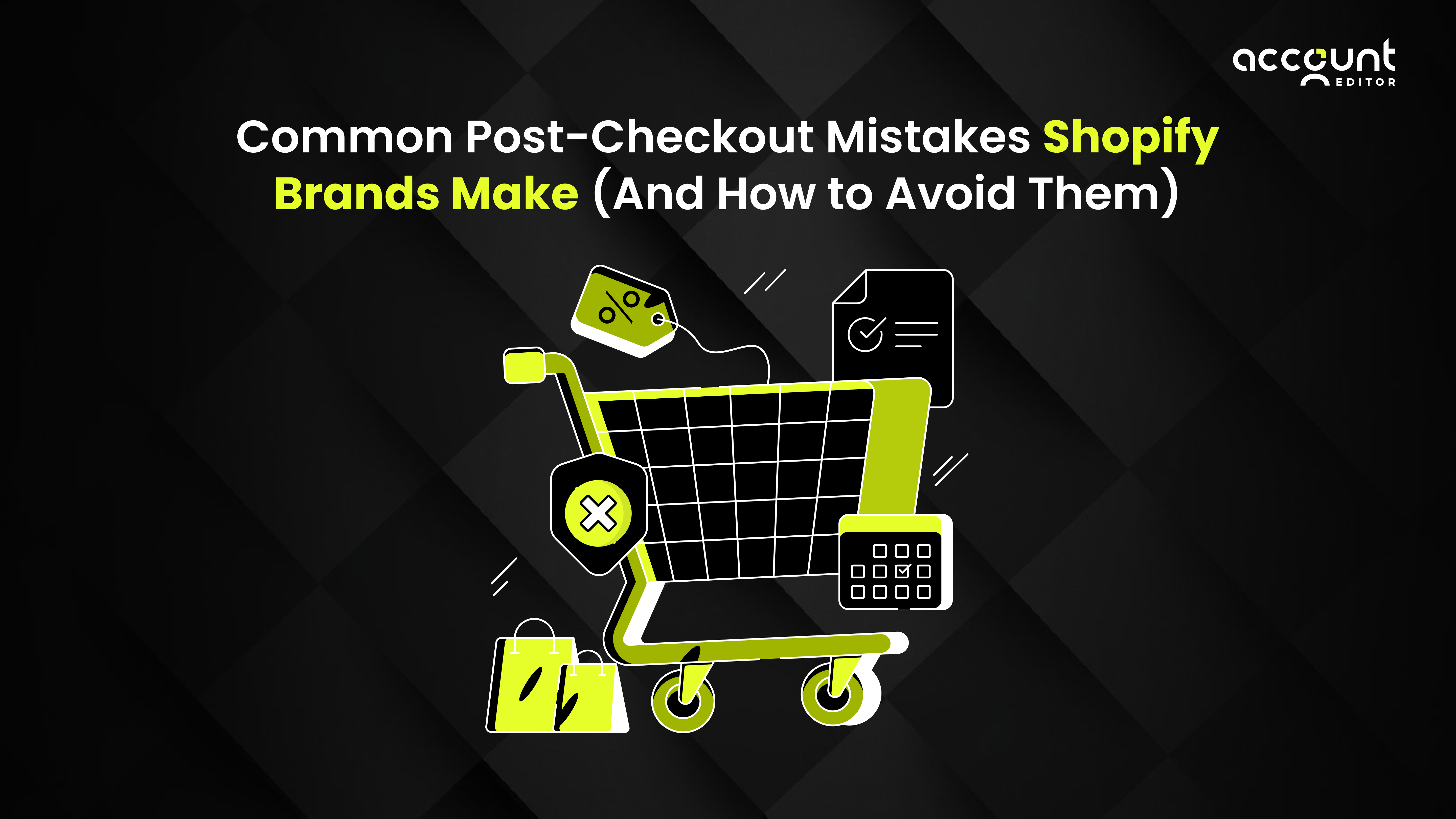  Illustration of a shopping cart for a guide on common post-checkout mistakes Shopify brands make.