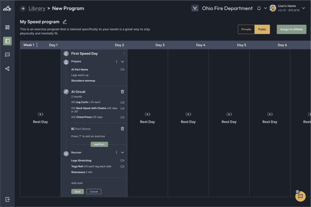 O2X first speed day screen