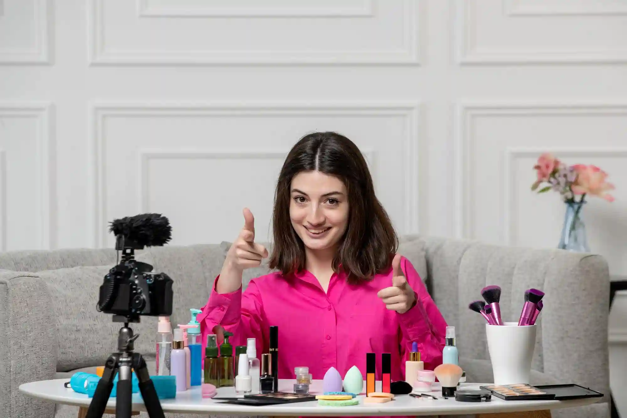 Influencer records beauty content for TikTok Shop.