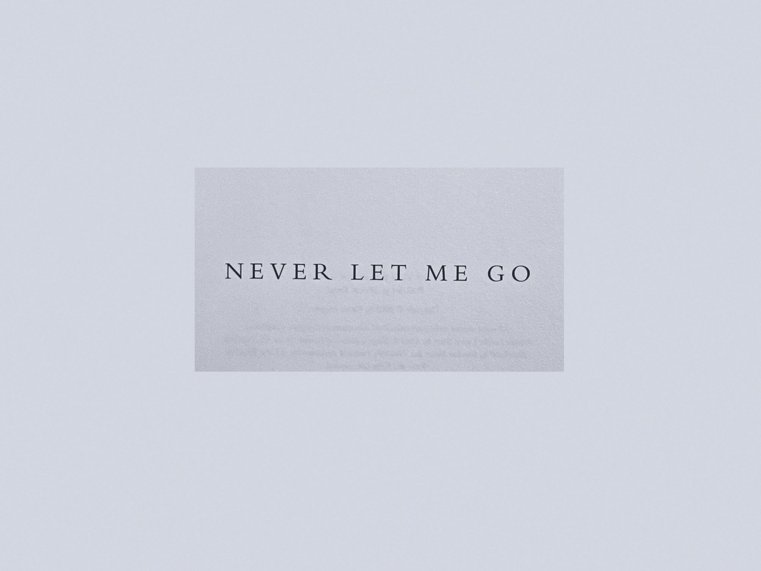 Never Let Me Go - Kazuo ishiguro book cover