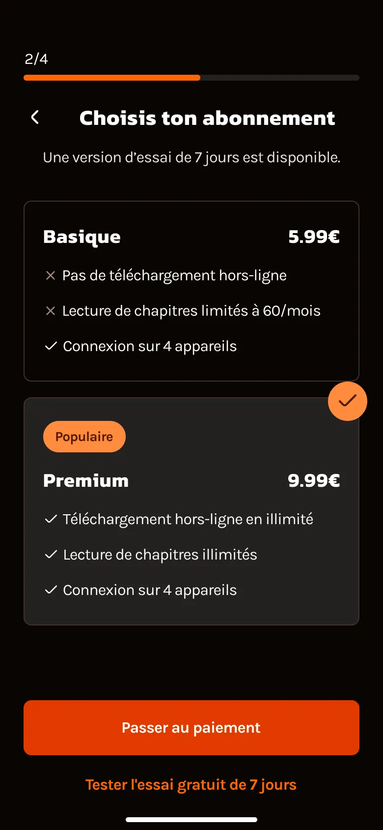 Page de l'abonnement du redesign de Crunchyroll Manga