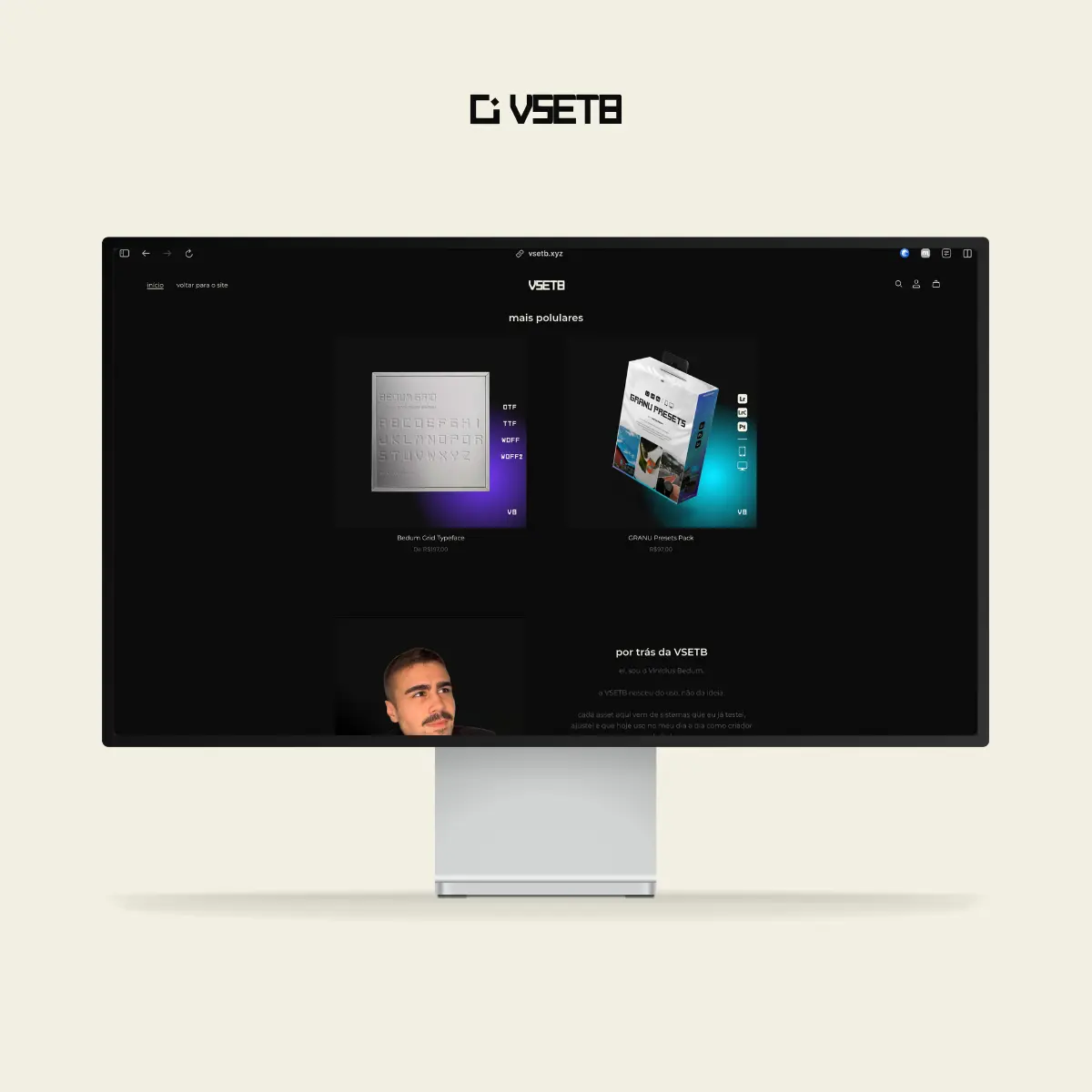 UI Image of a website overlayed on a colourful background