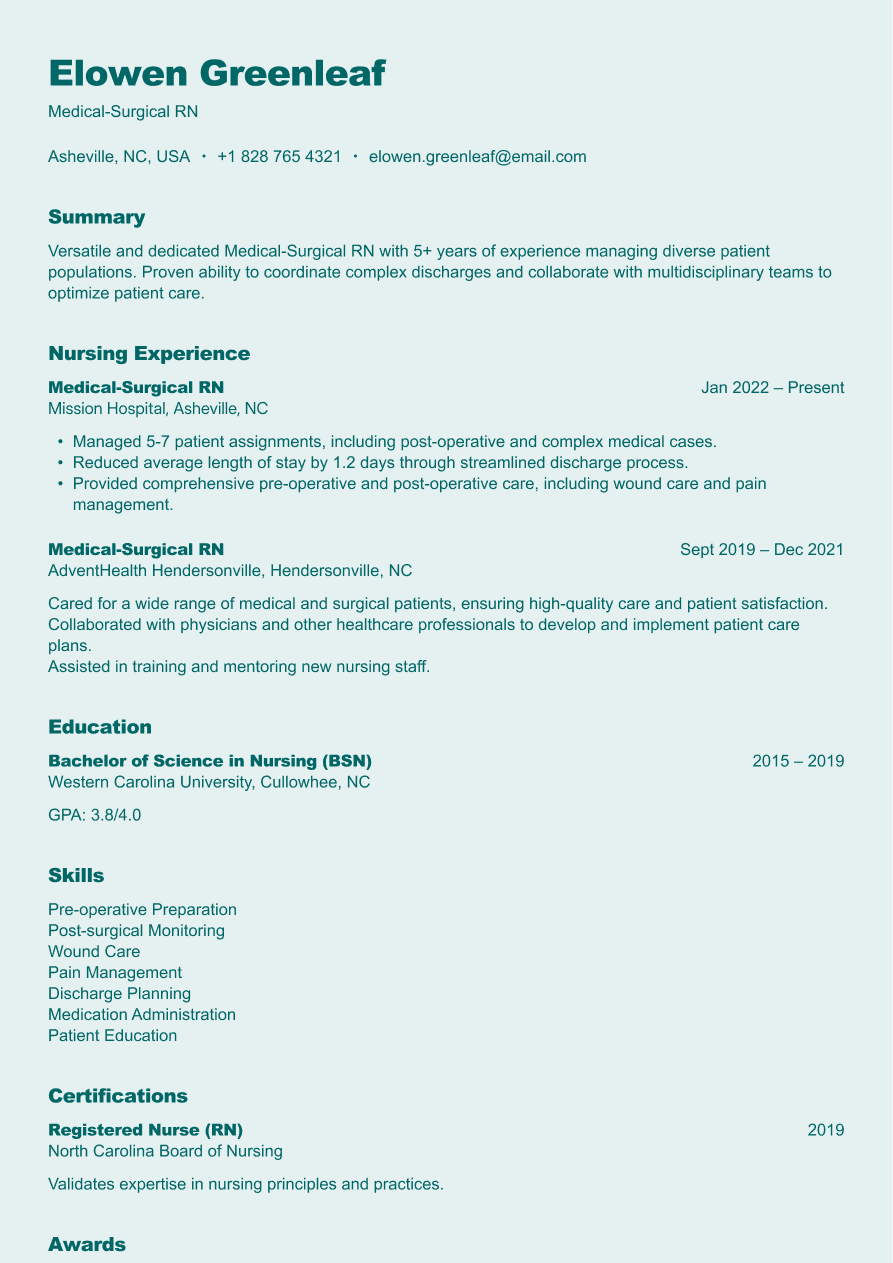 Medical-surgical registered nurse resume example
