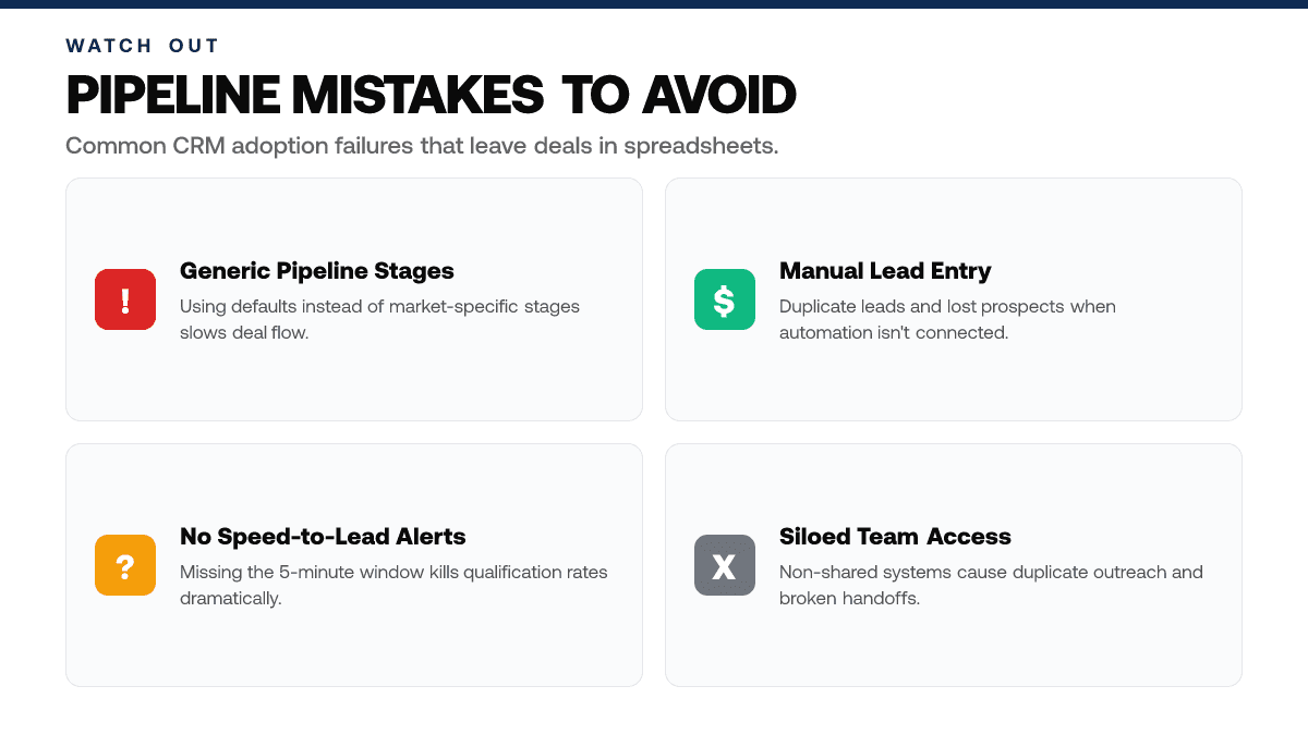 Real Estate CRM Pipeline Management: 8 Critical Features — warning-callouts