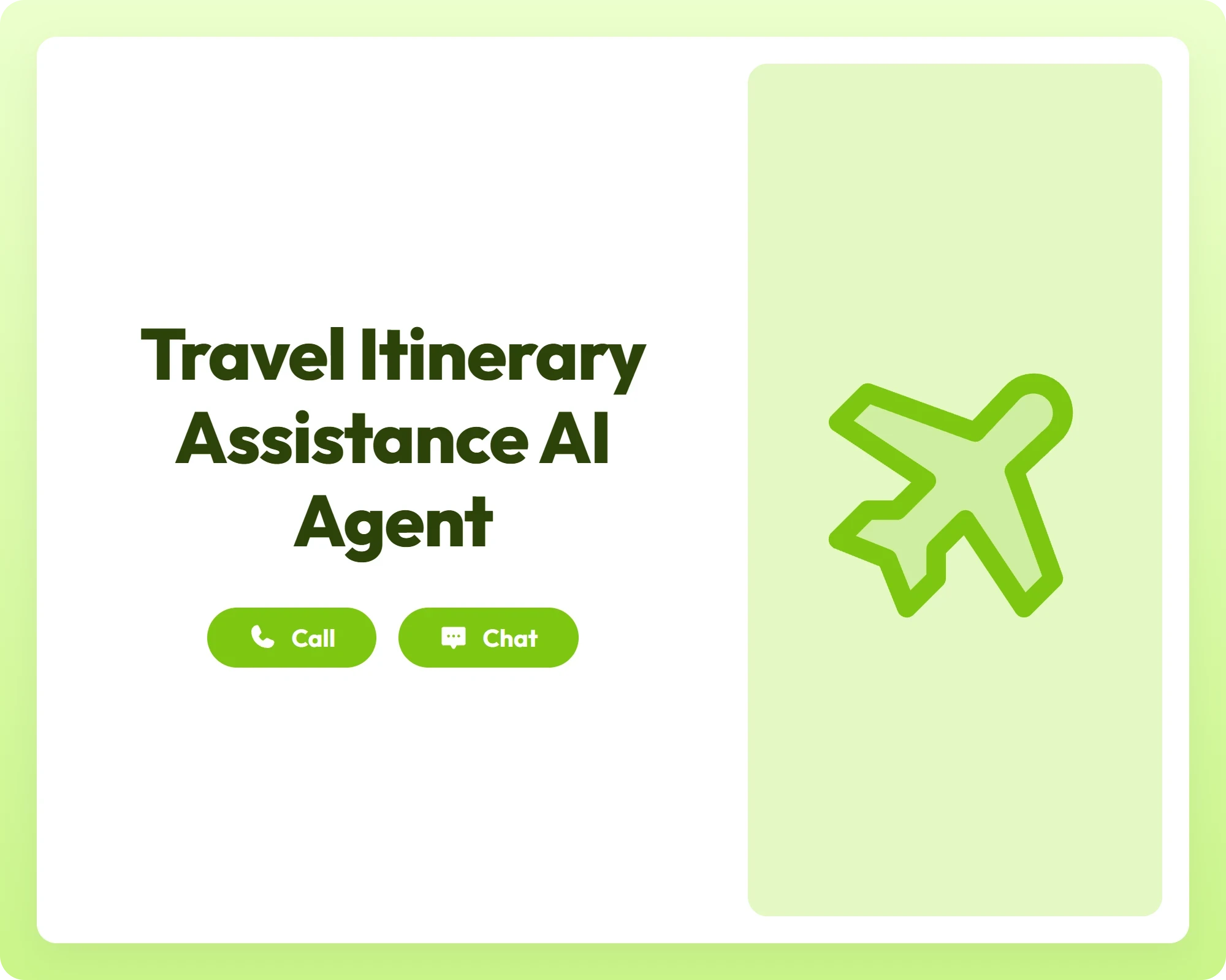 travel itinerary assistance ai agent supports call and chat with an airplane icon