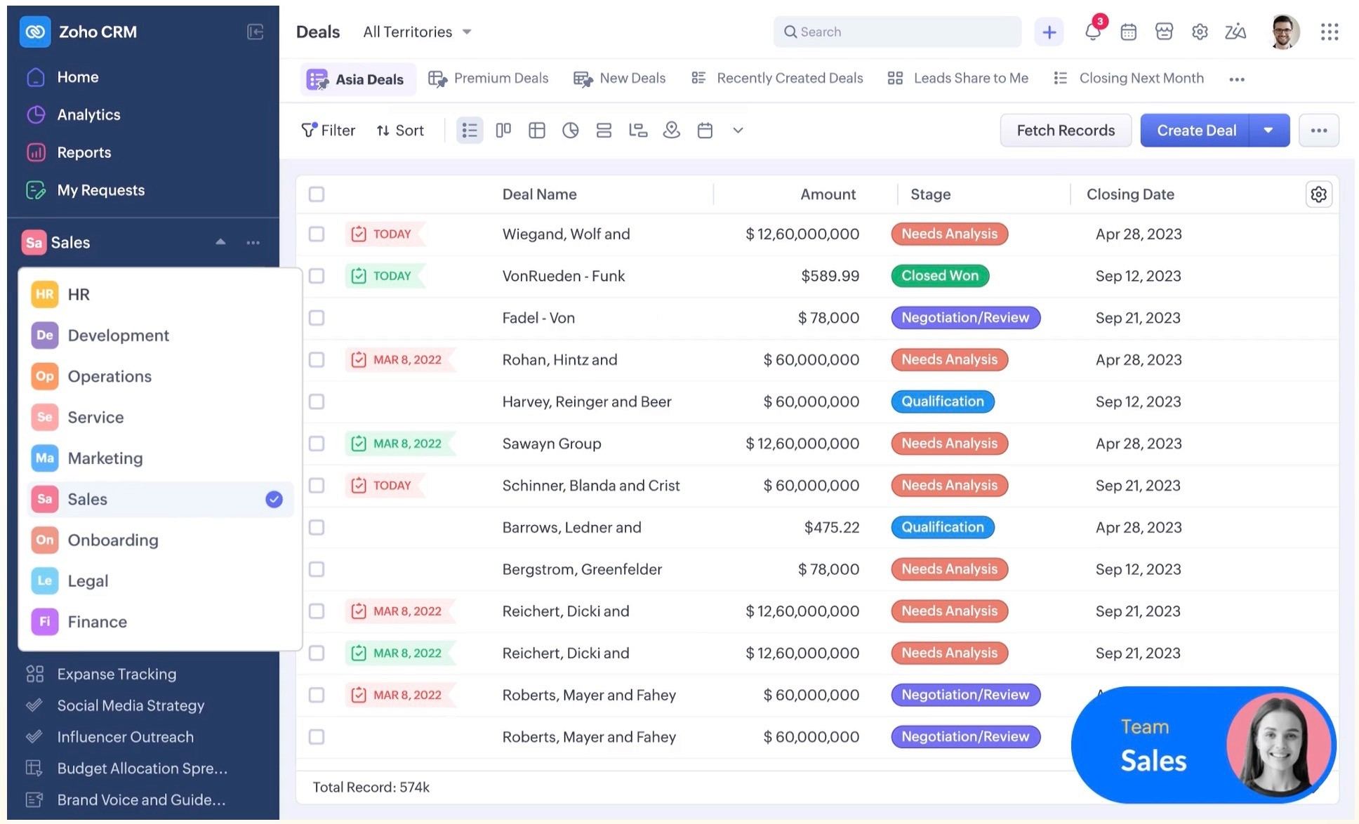 Zoho CRM - Best CRMs for Professional Services Firms