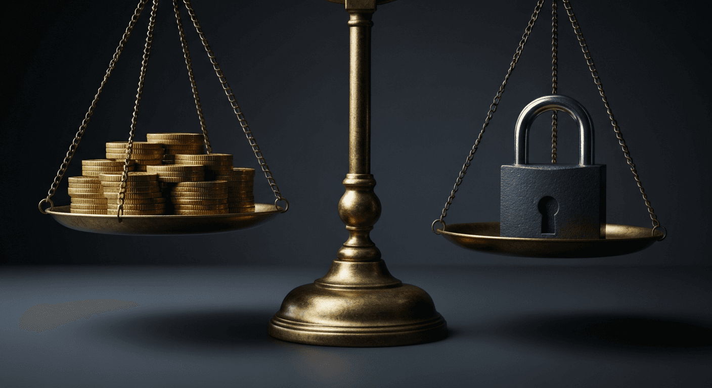 Scales showing licensing pros and cons