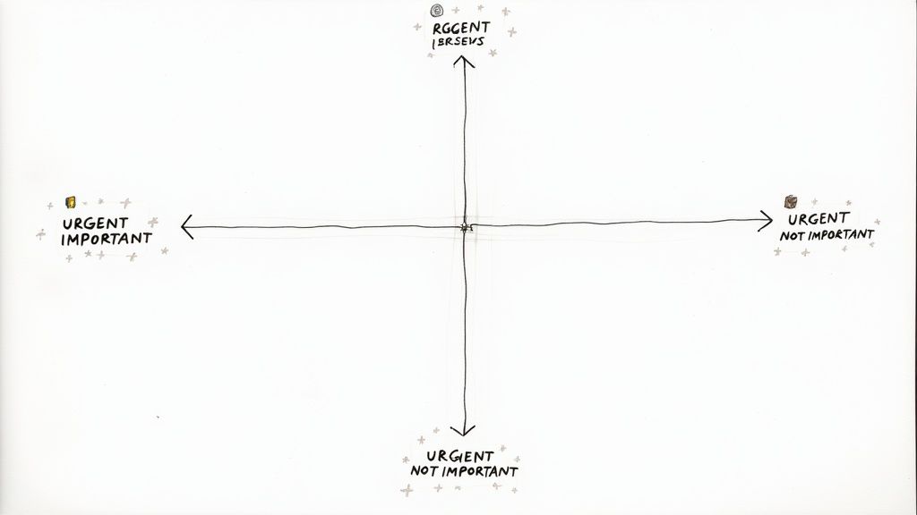 An image of the Eisenhower Matrix, showing the four quadrants: Urgent & Important (Do), Not Urgent & Important (Schedule), Urgent & Not Important (Delegate), Not Urgent & Not Important (Delete).