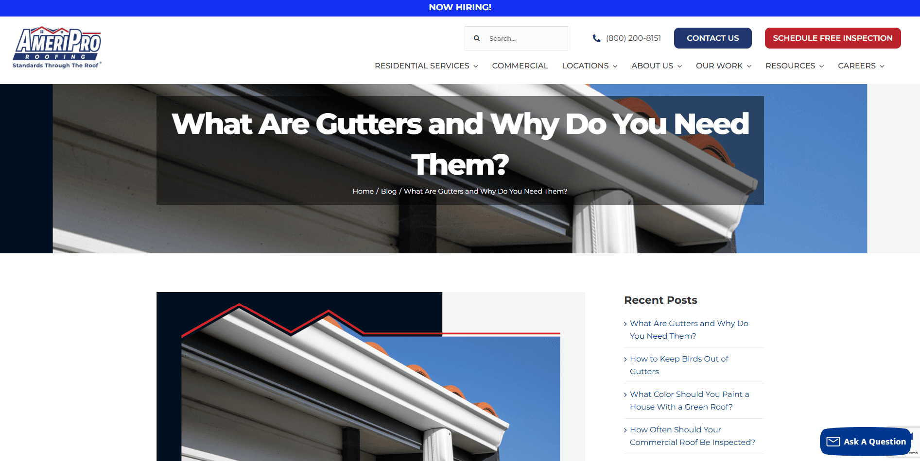 blog on a roofer website