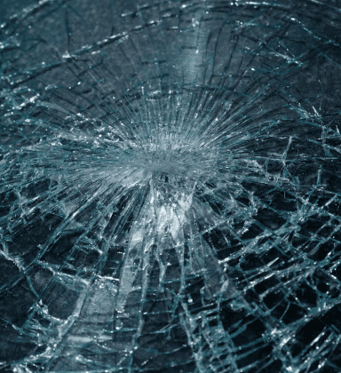 A broken glass symbolizing truck accident.