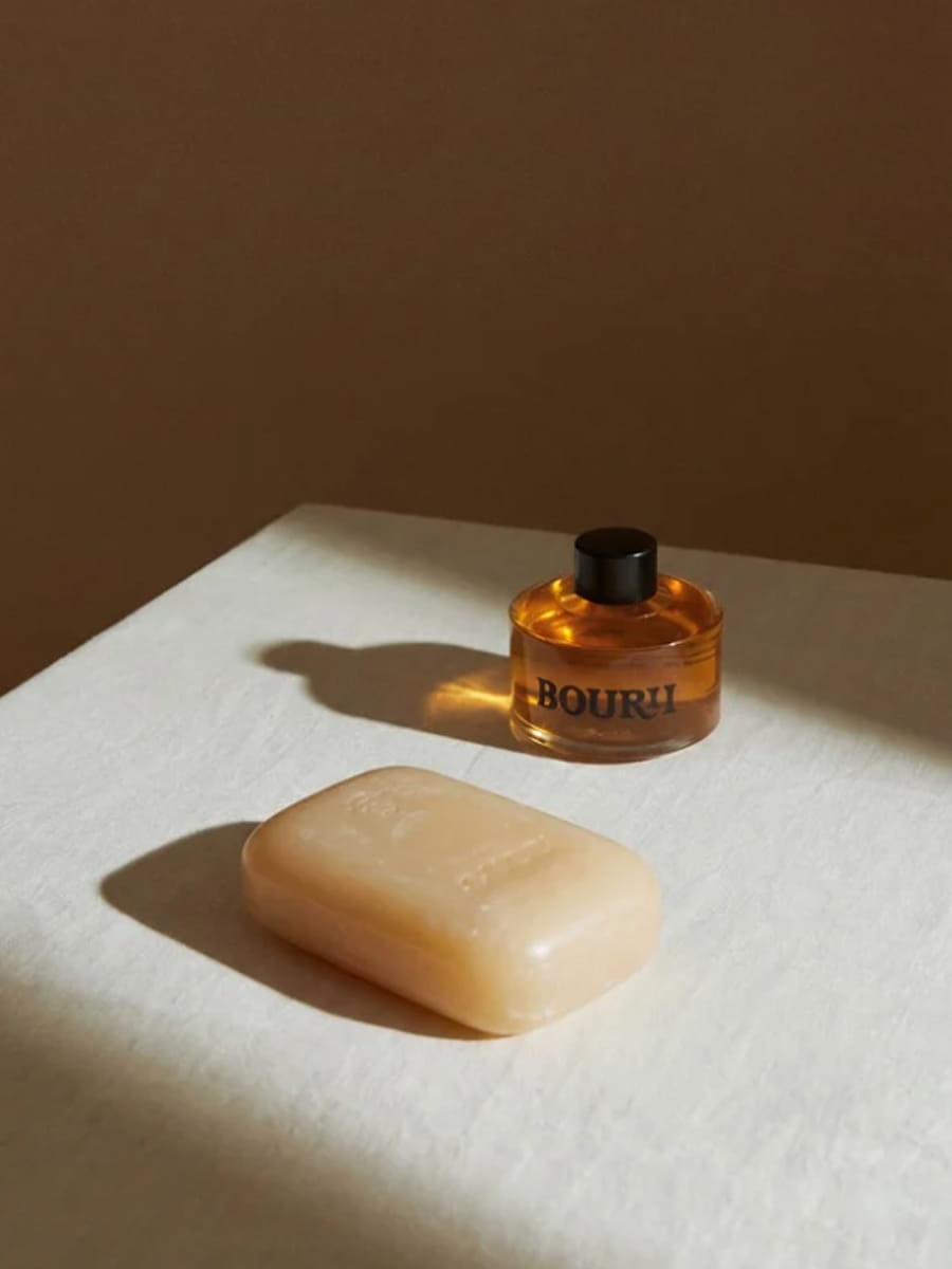 A bar of soap and some body oil