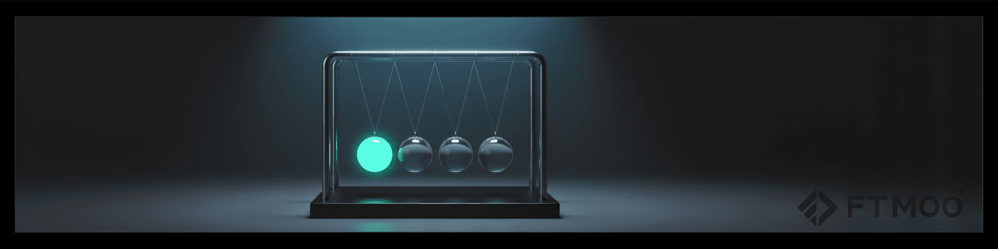 Newton's cradle with glowing sphere representing prop firm daily loss limit breach