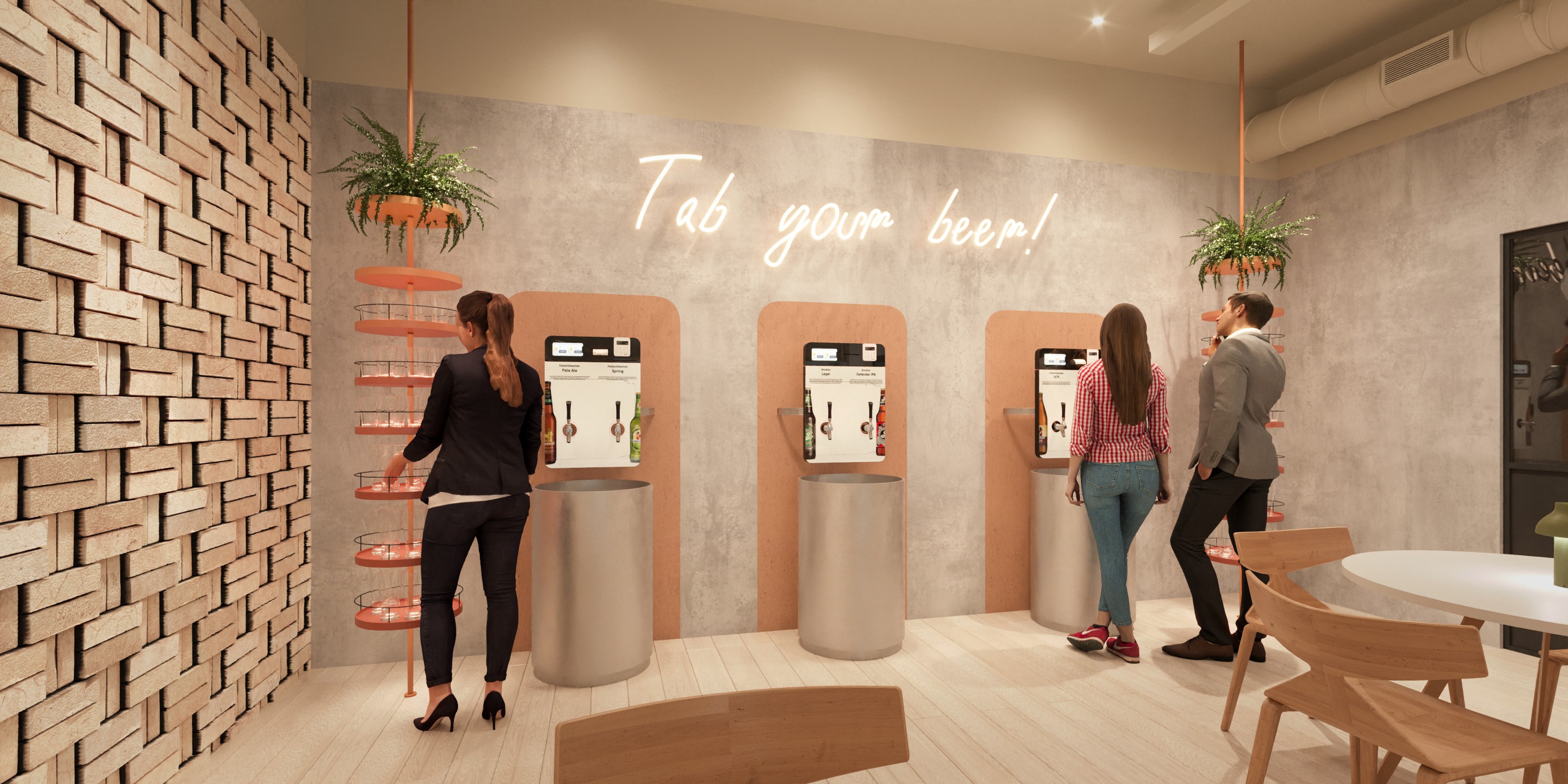 Service beer terminal free acess  for feldschlösschen bar free service bar and testing beer desing and retail concept in Lausanne Switzerland  