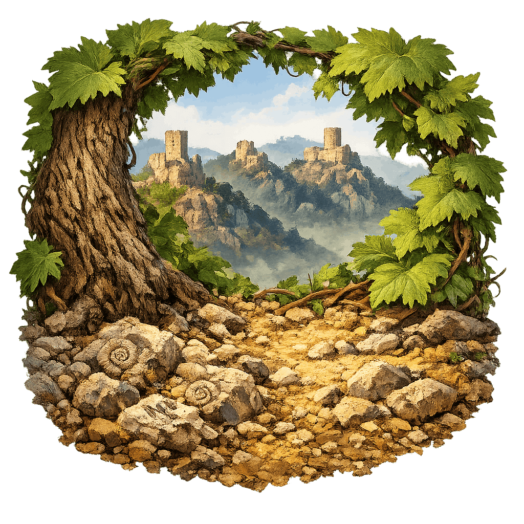 Detailed graphic of the Ribeauvillé wine region.