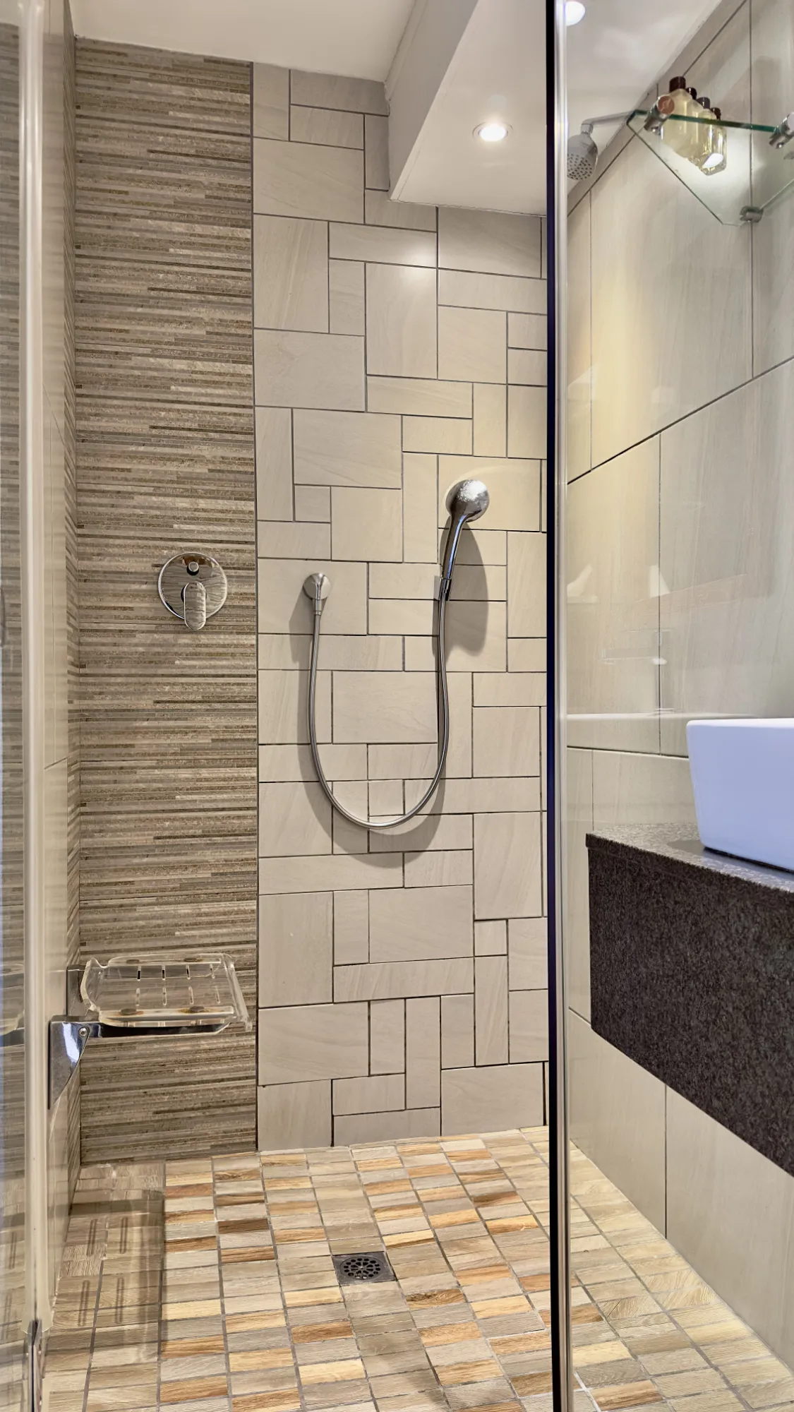 The shower in our Take 5 room.