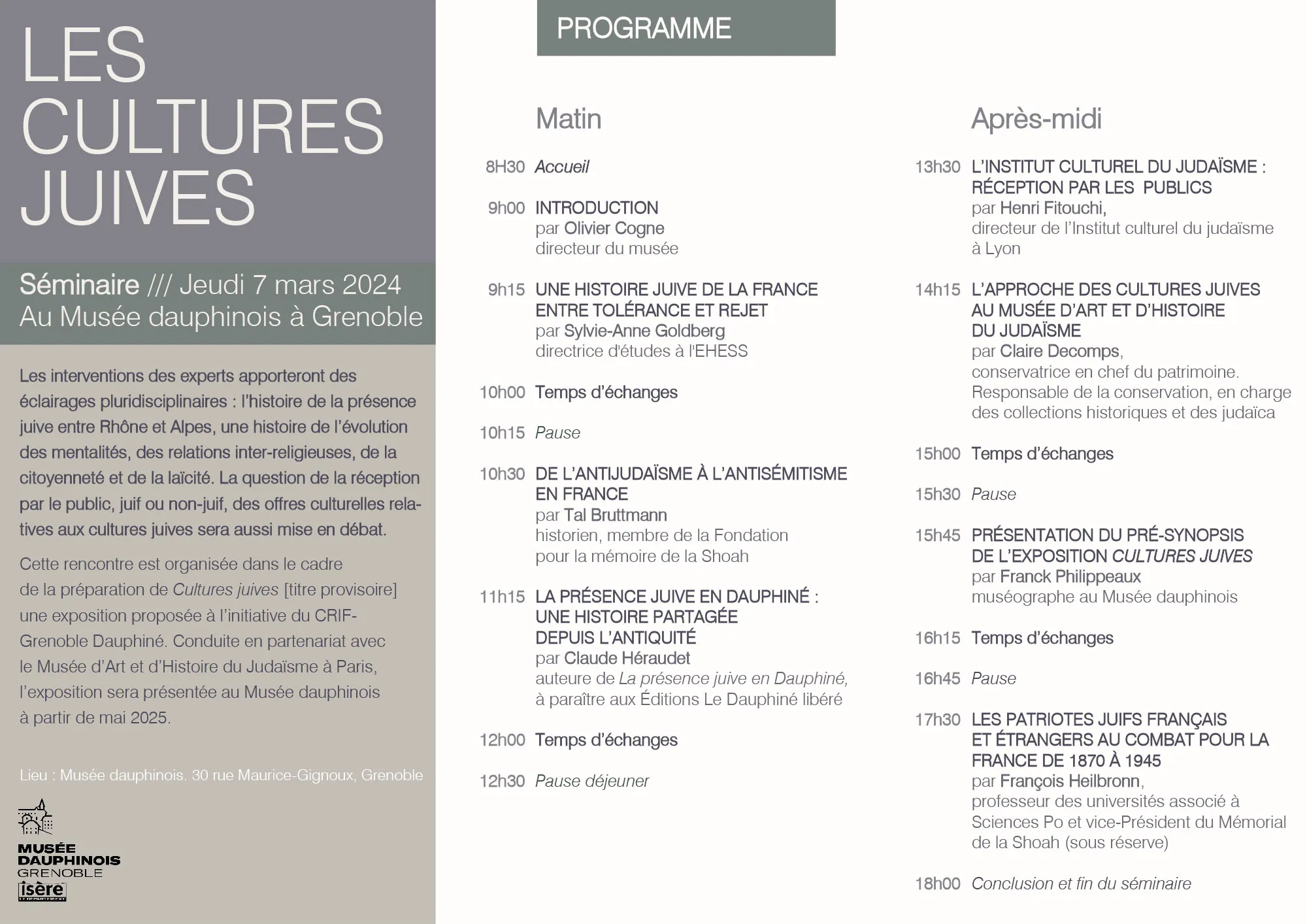 Les Cultures Juives : programme complet du séminaire