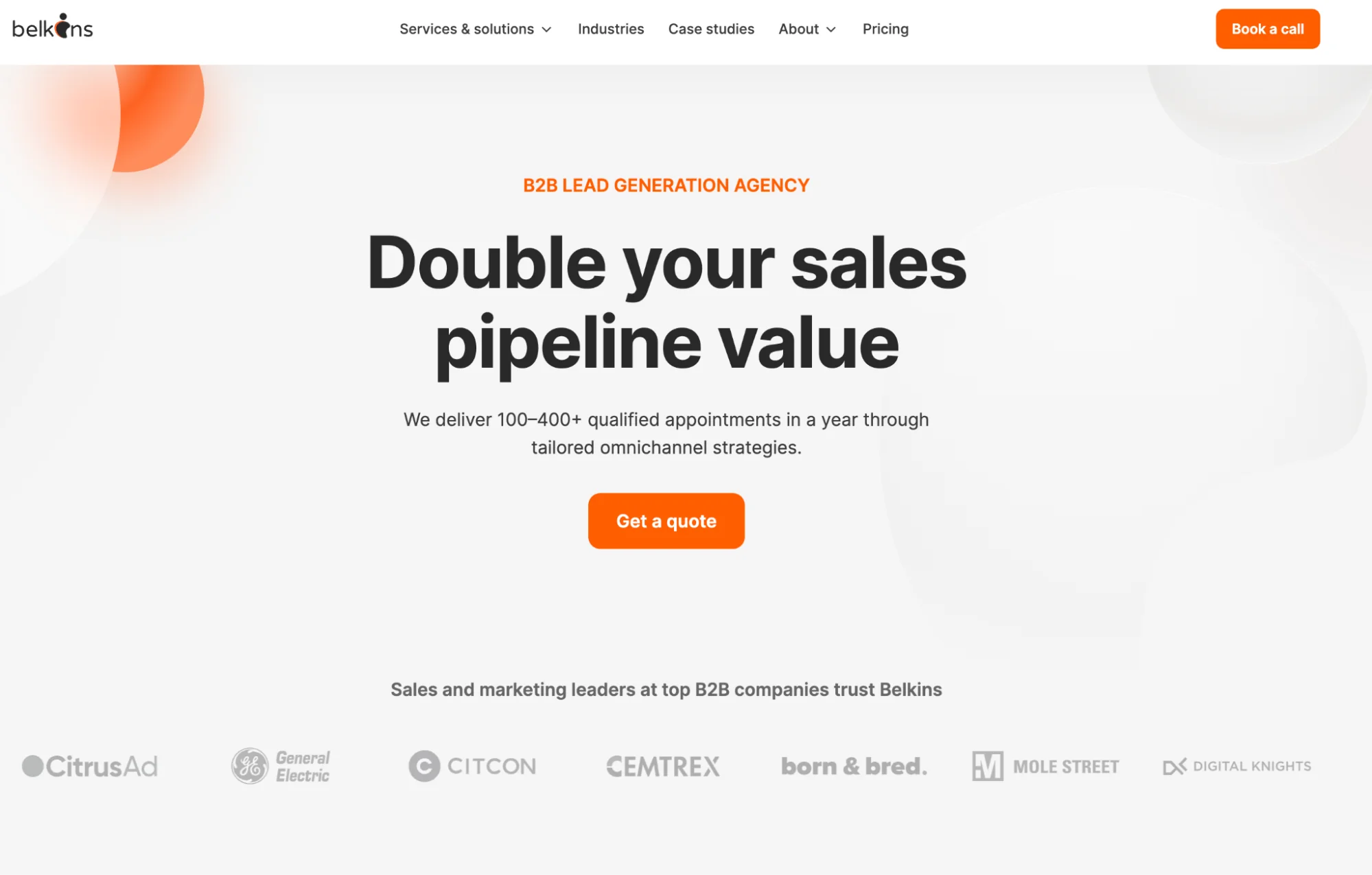 Belkins.io homepage: B2B appointment setting and lead generation agency