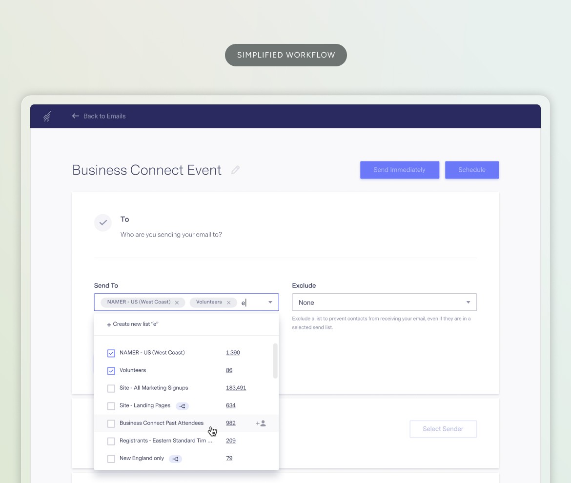 New workflow to select contacts