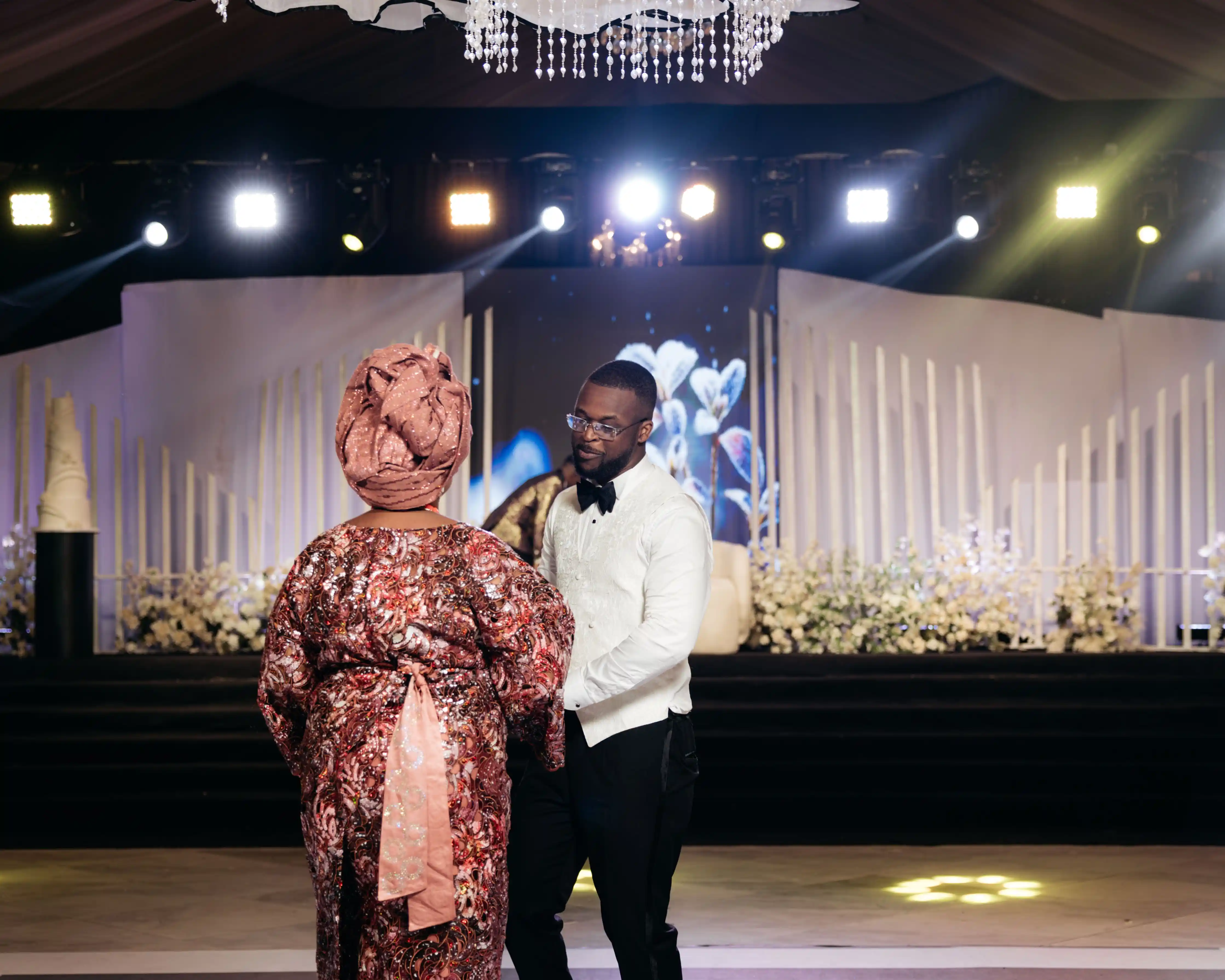 Bride and groom celebrating a luxury wedding coordinated by Victoria Brooks Events, a premium wedding planner in Nigeria.