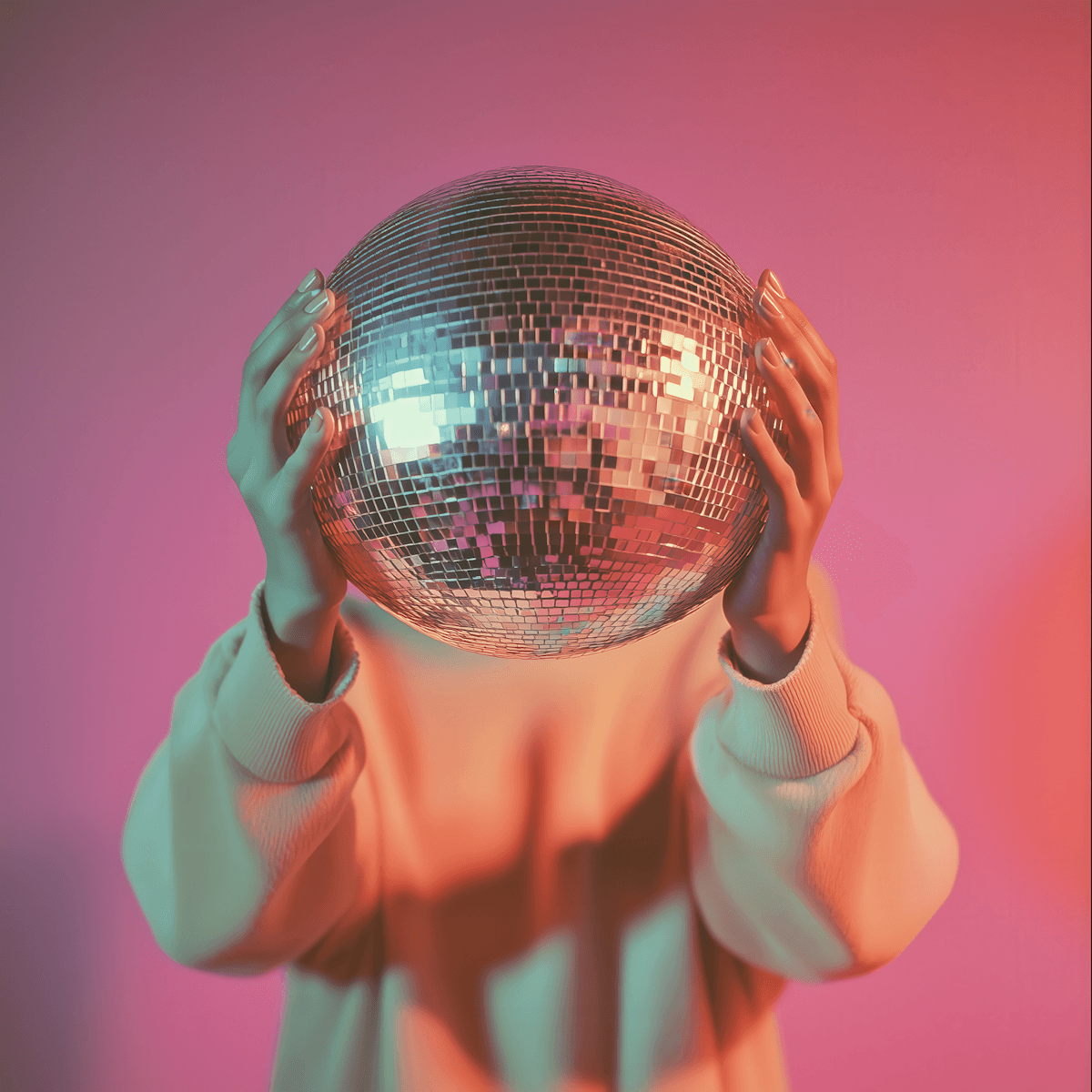 disco ball in hands