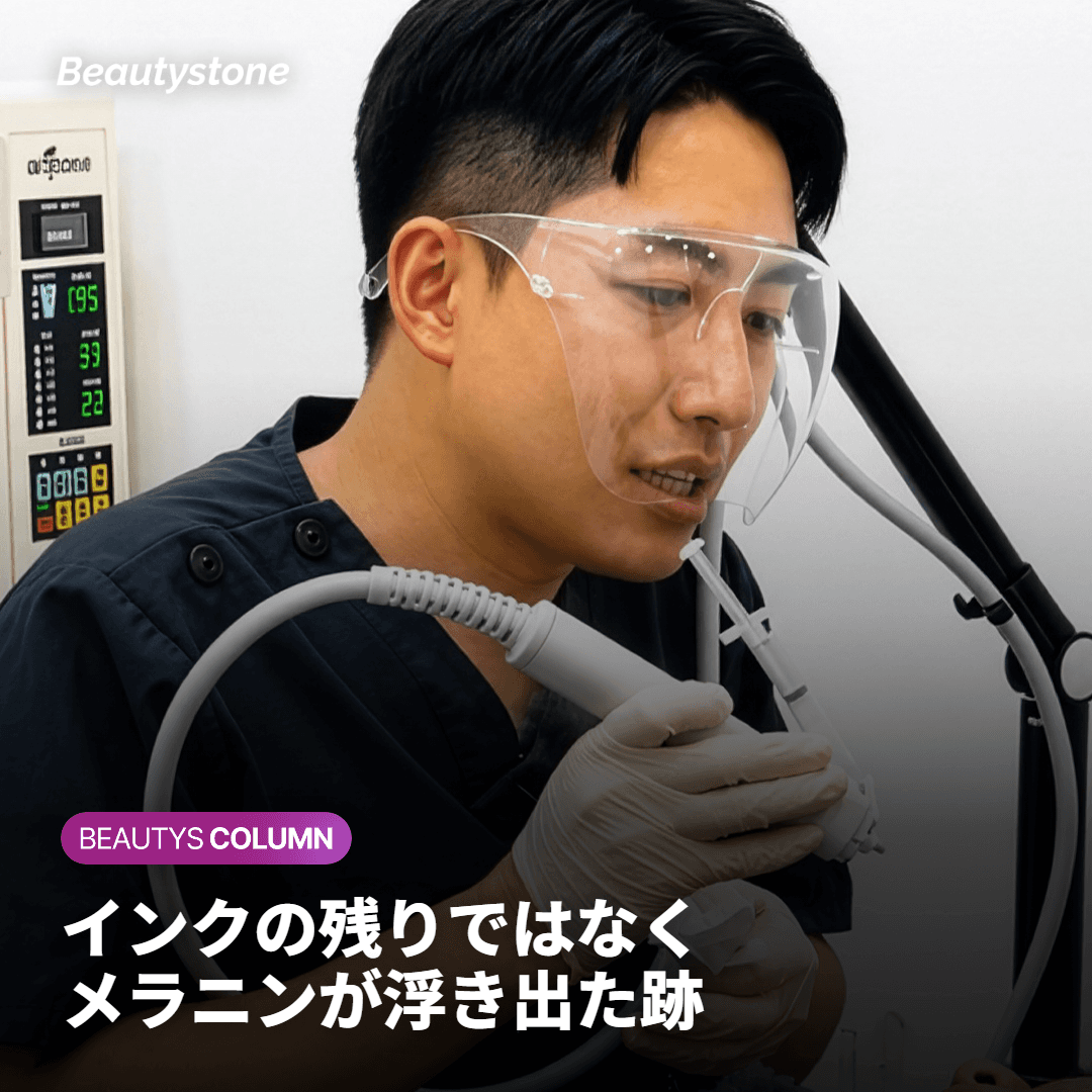 色素沈着はインクが残っているのではなく、メラニンが浮き出てきたものです