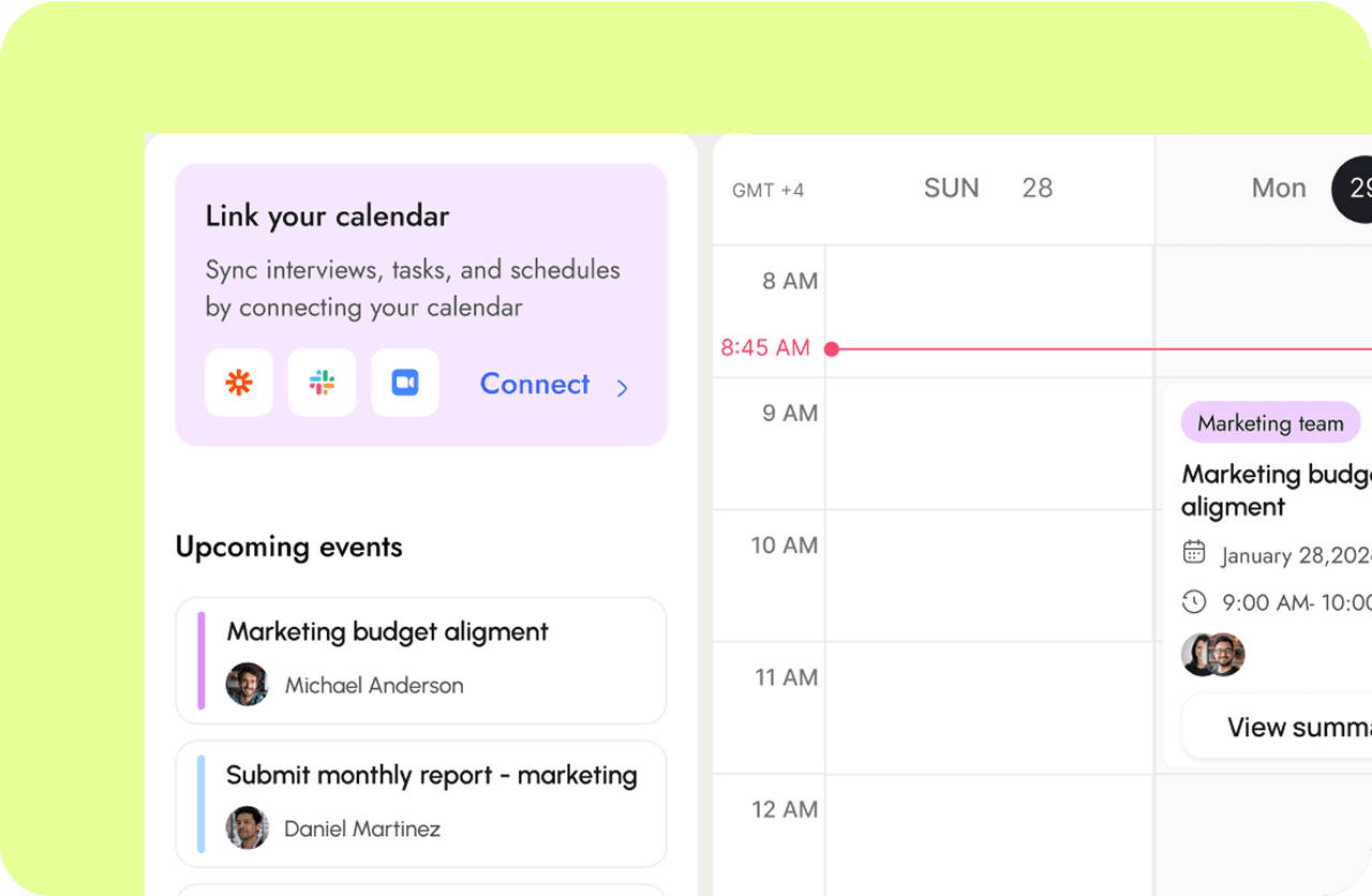 Meeting calendar interface