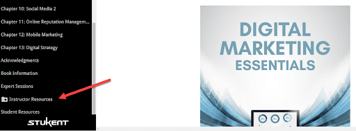 Digital Marketing Essentials instructor resources screenshot