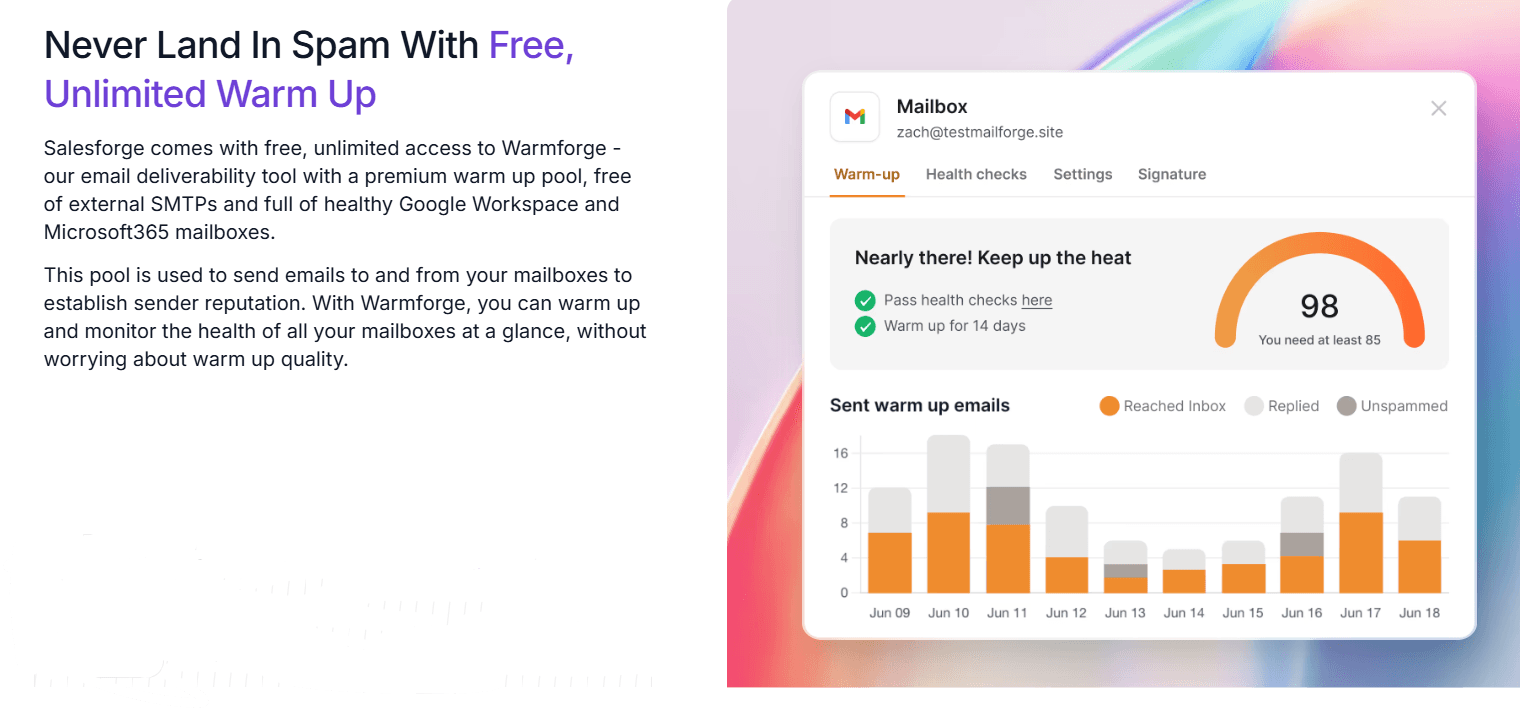 Salesforge warmup feature