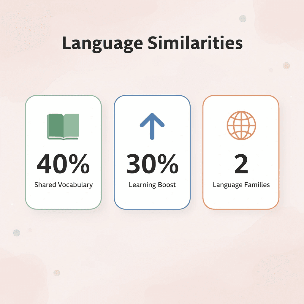 Statistics showing language similarities between Farsi and Arabic