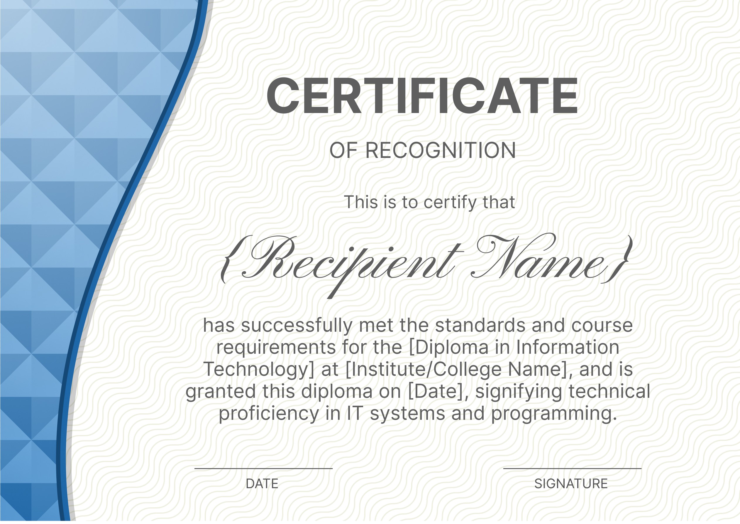 Wauld - User-friendly and efficient diploma completion certificate template