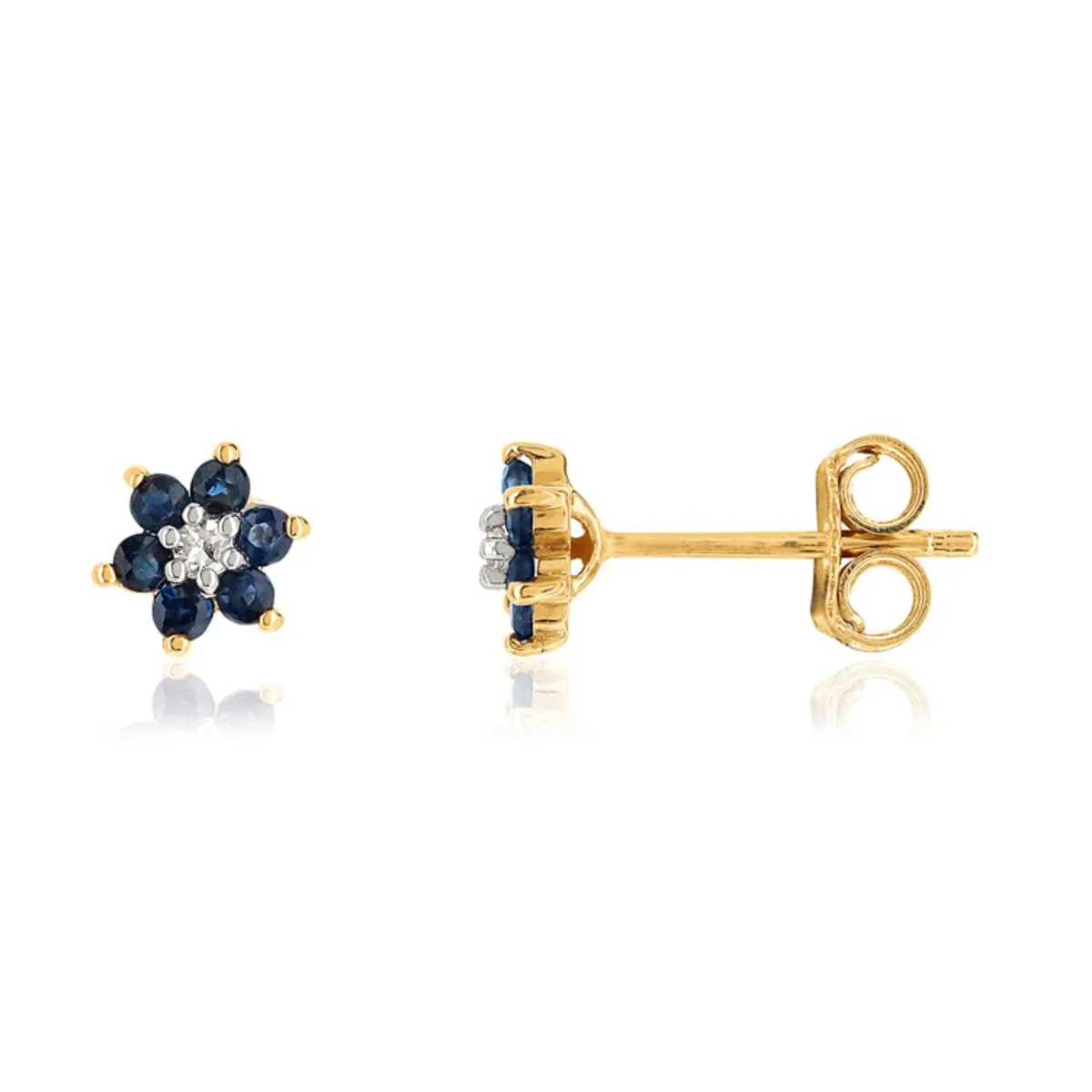 Boucles d'oreilles en deux ors 750 sertie de diamants et saphirs