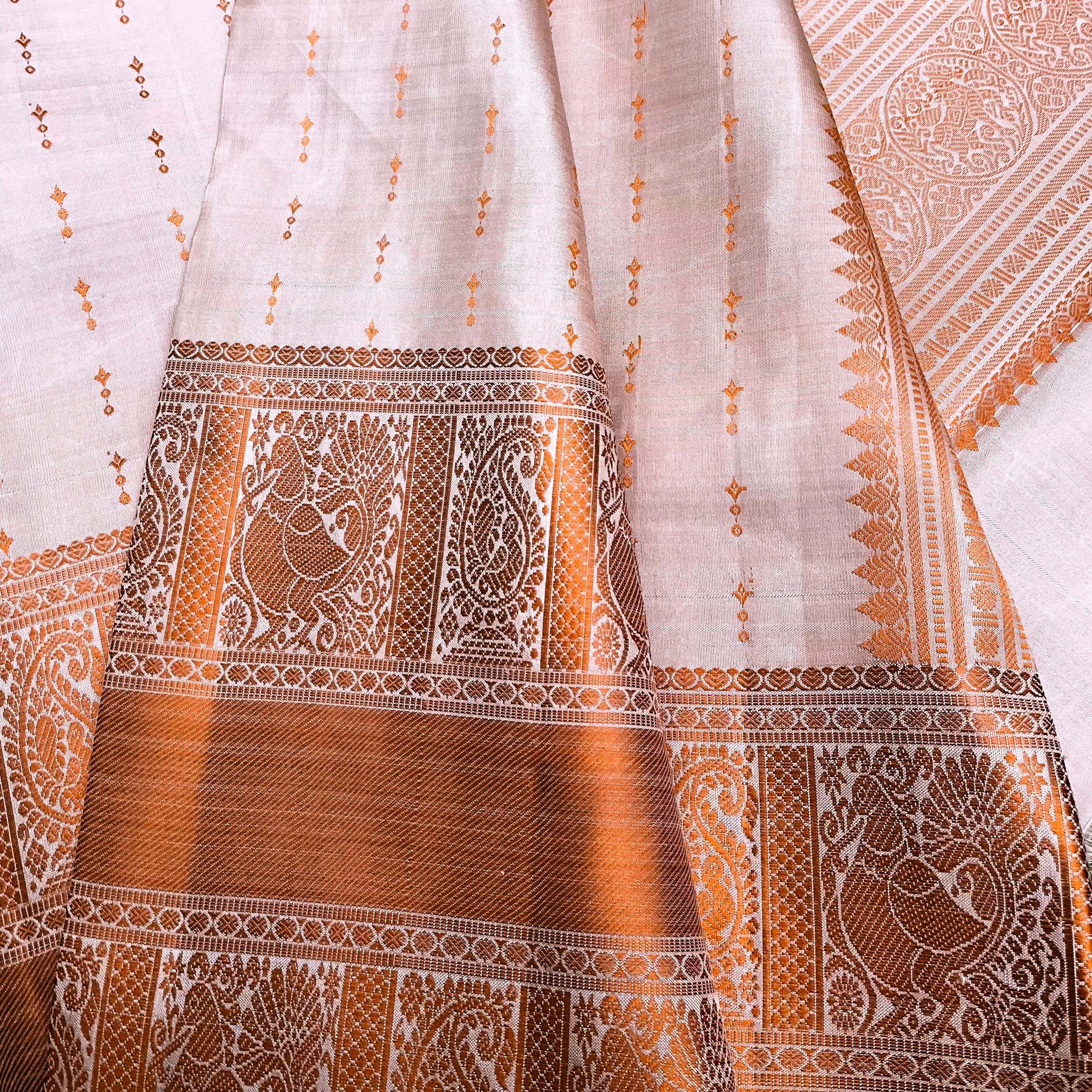 Light Mocha and Copper Brown Kanchivaram Silk Saree