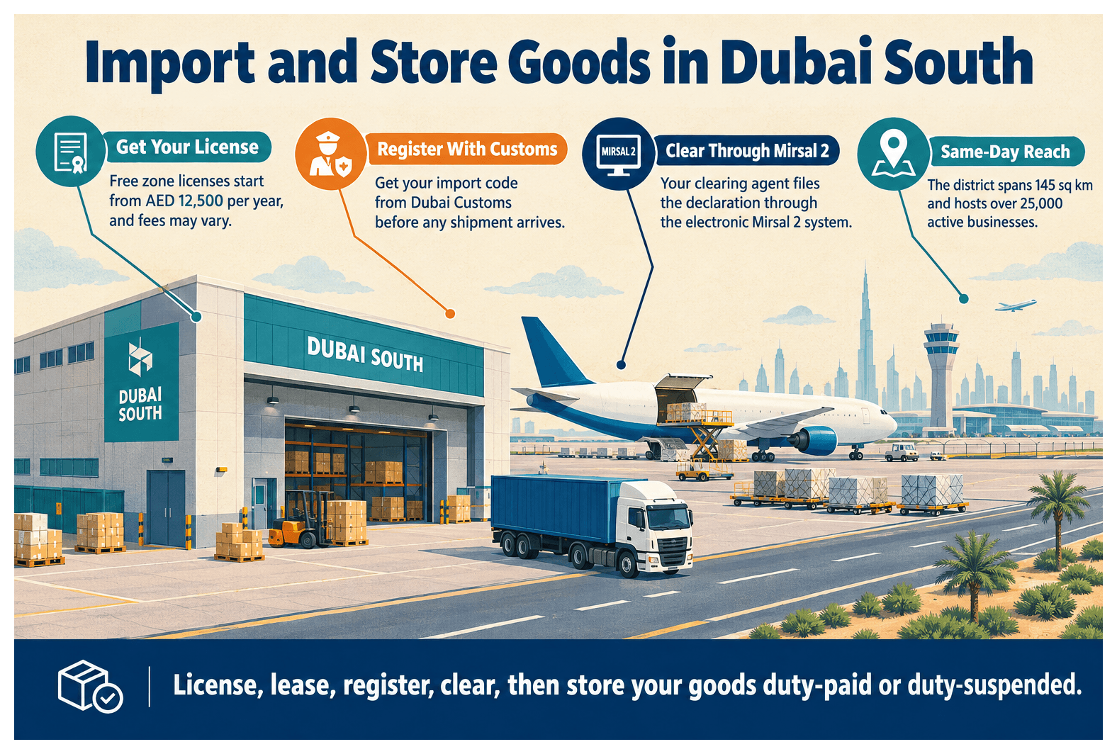 Infographic: How to Import and Store Goods in Dubai South
