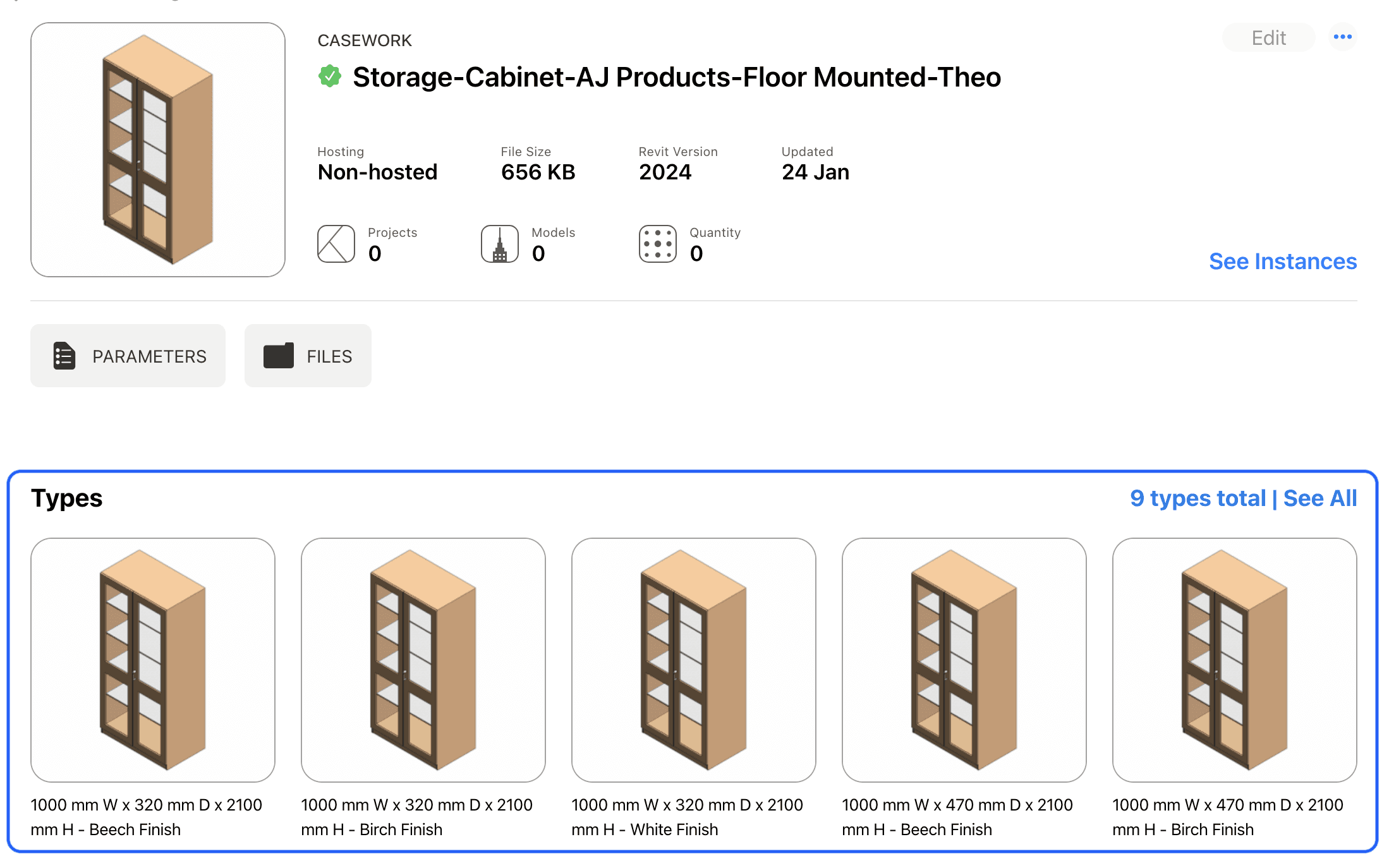 Click on any type thumbnail to load it straight into Revit.