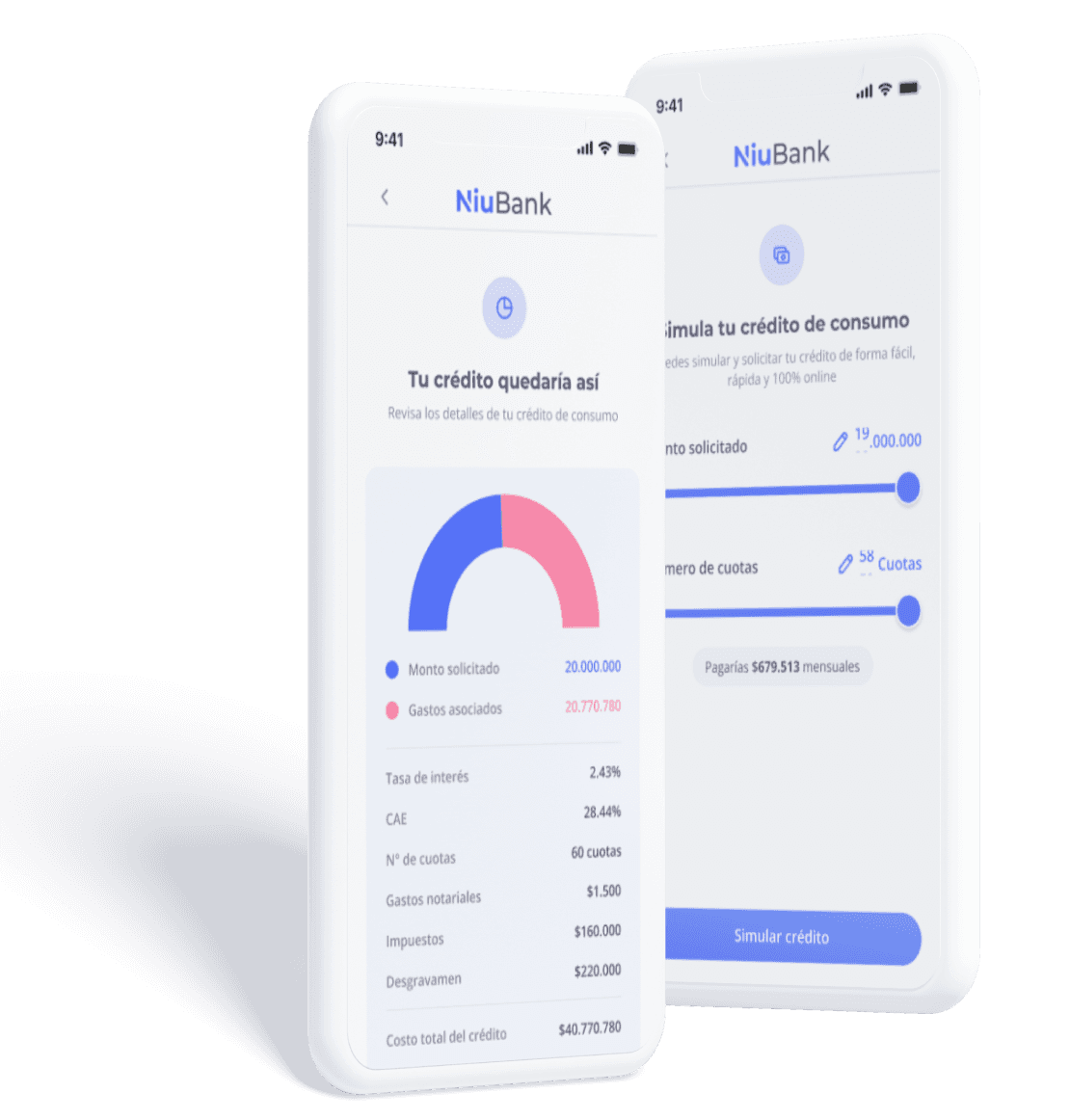 Mockup de plataforma de créditos