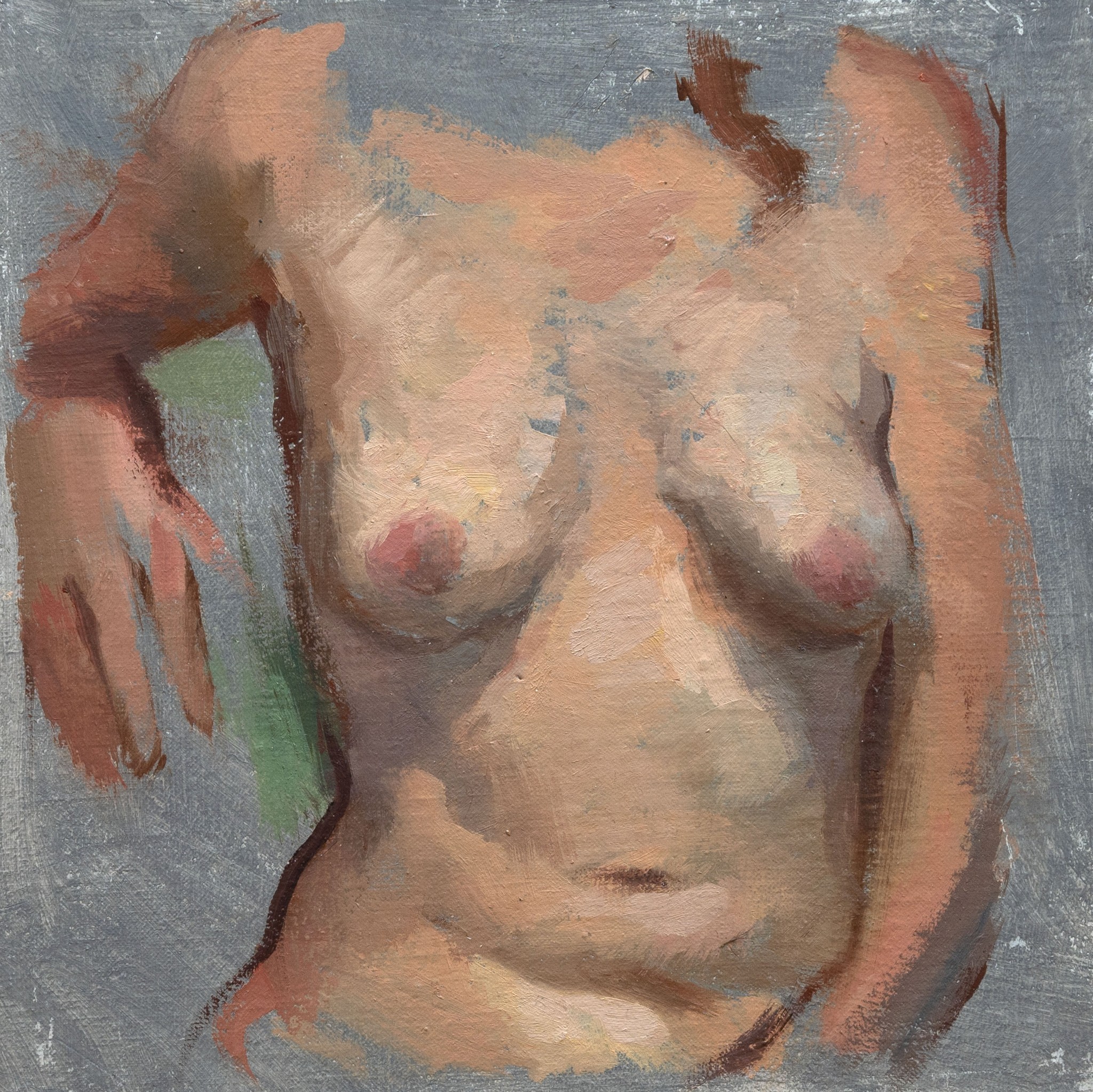 Desnudo II (2024) Óleo sobre lienzo encolado a tabla 18x18 cm