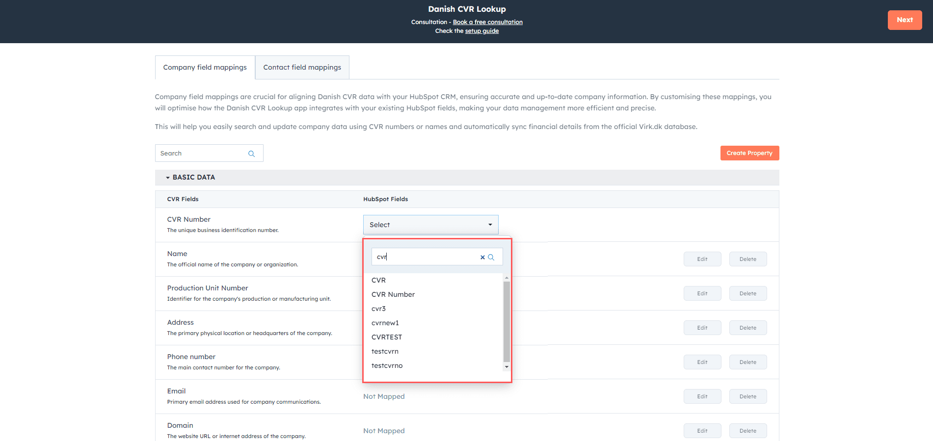 HubSpot to Danish CVR Integration