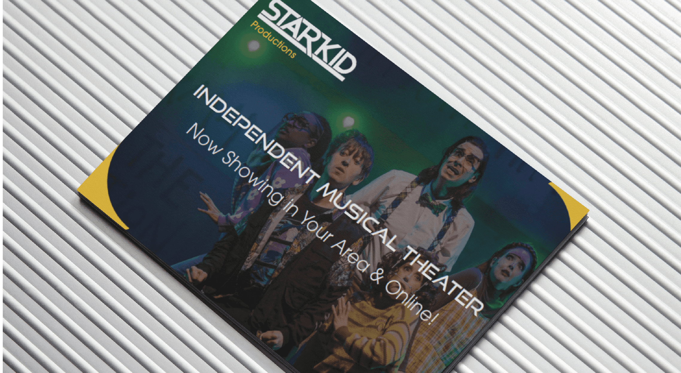 Mockup of a postcard ad for Starkid Productions