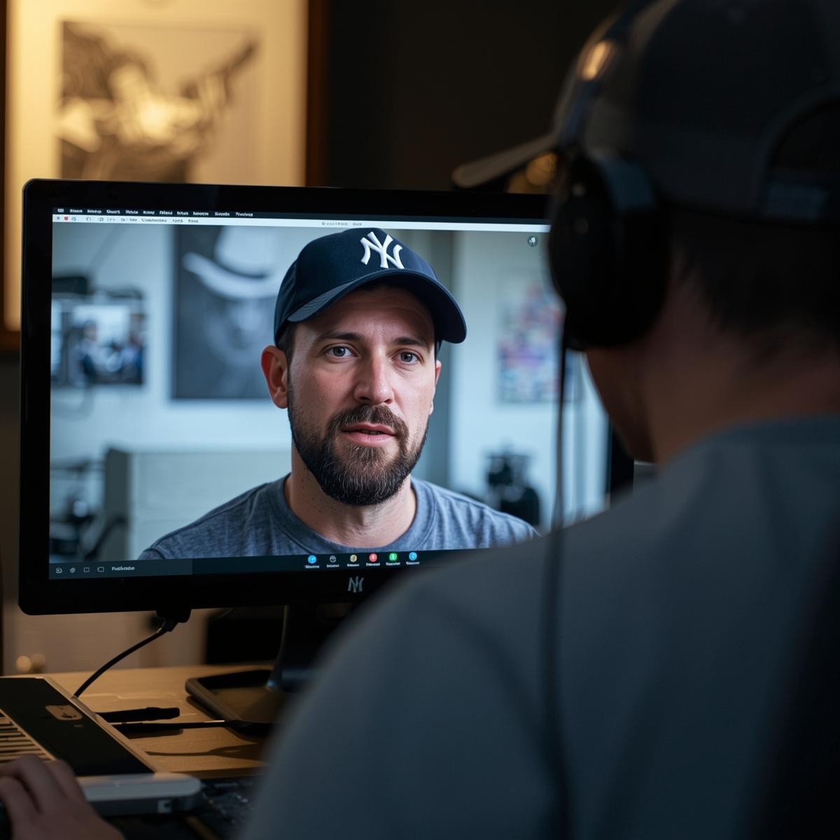 Woman near microphone in recording studio