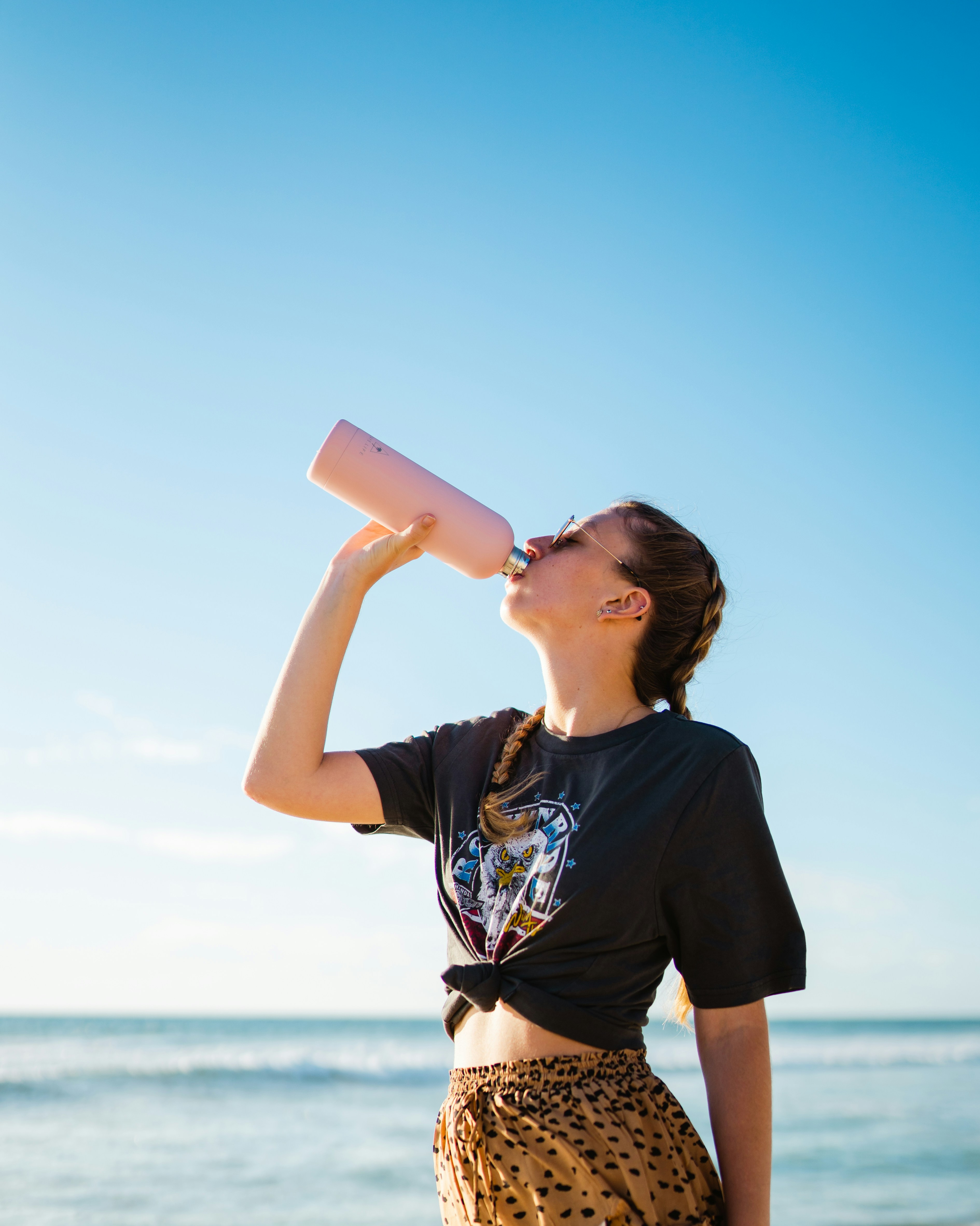 A woman driking water