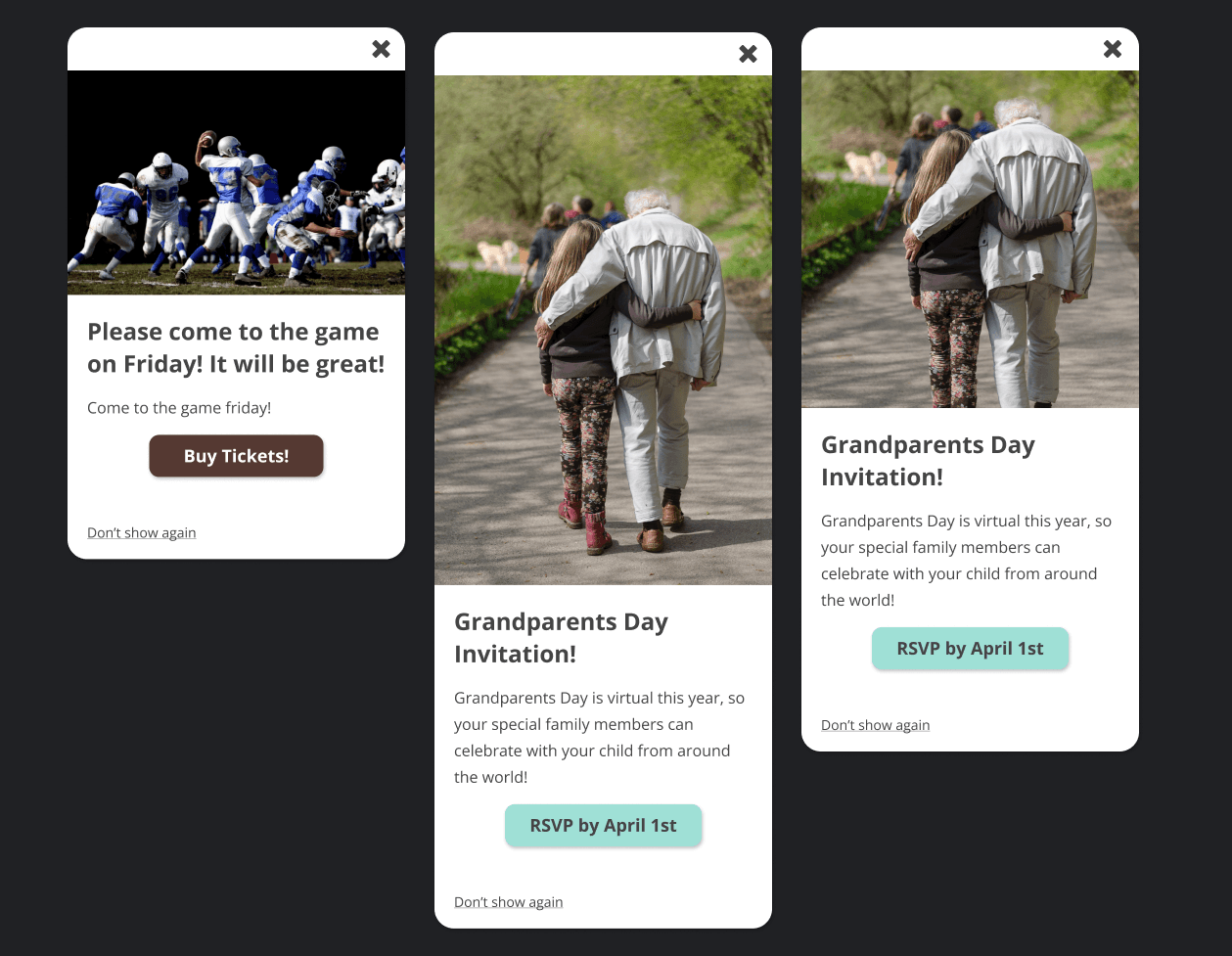 various designs of mobile and desktop experience for the public site