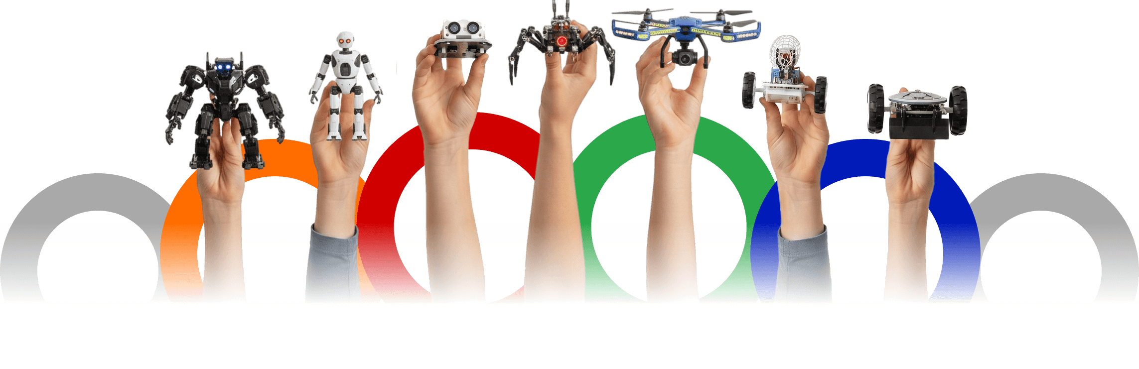 Дети показывают робот созданные ими