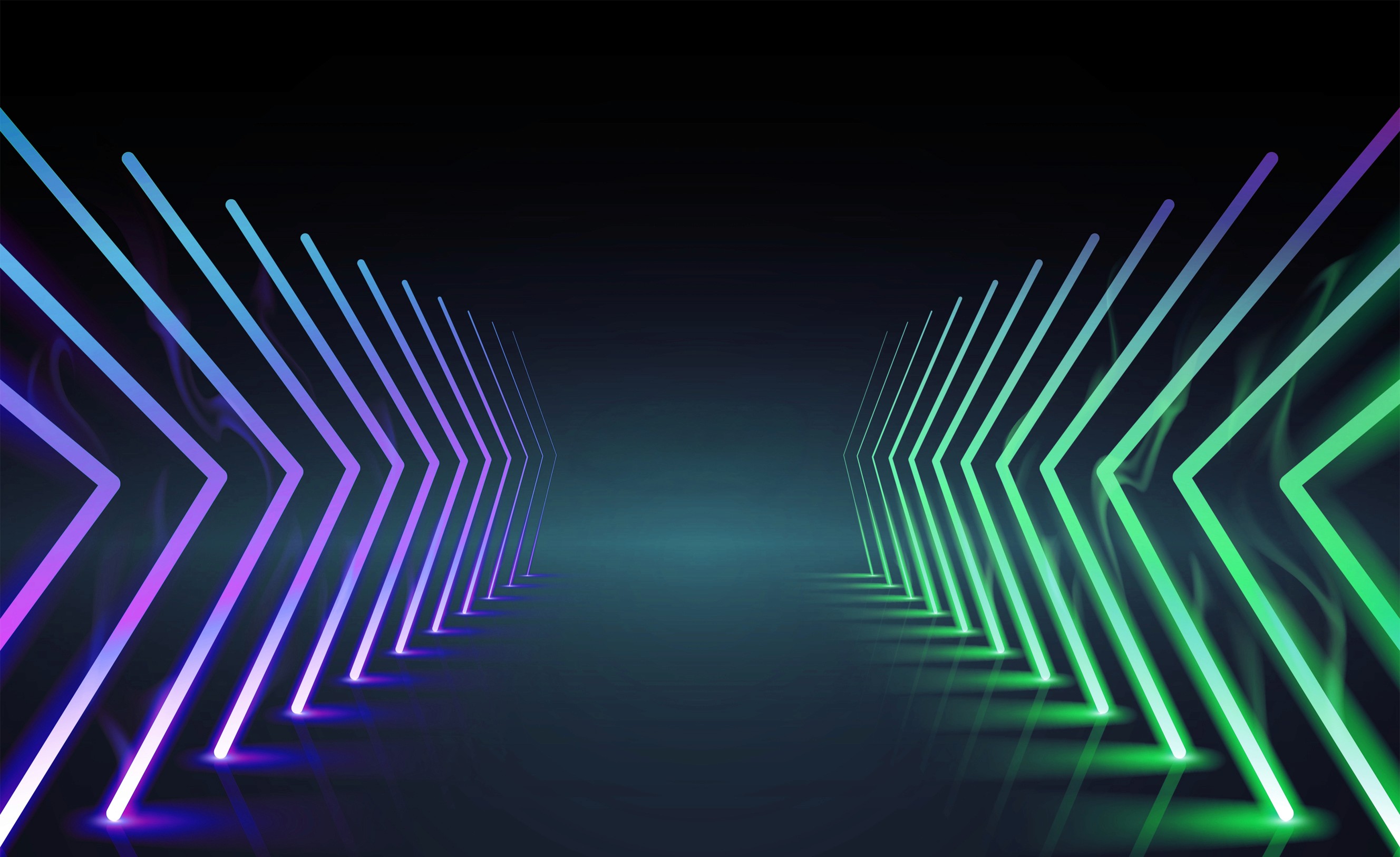 neon arrows pointing towards car