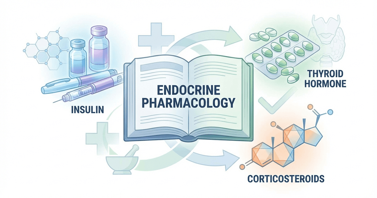 Cover: NEET PG Endocrine Pharmacology Glossary 2026: Insulin Types, Antidiabetics, Thyroid Drugs and Corticosteroids — High-Yield Drug Mechanisms, Side Effects and MCQ Mnemonics